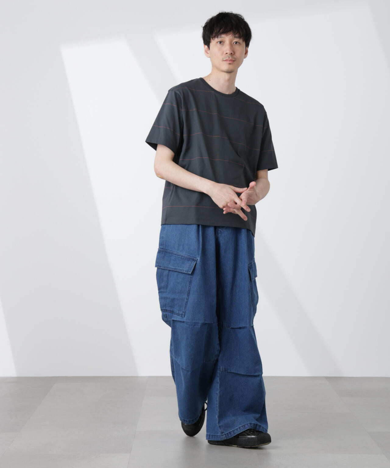 パネルボーダーTシャツ 半袖