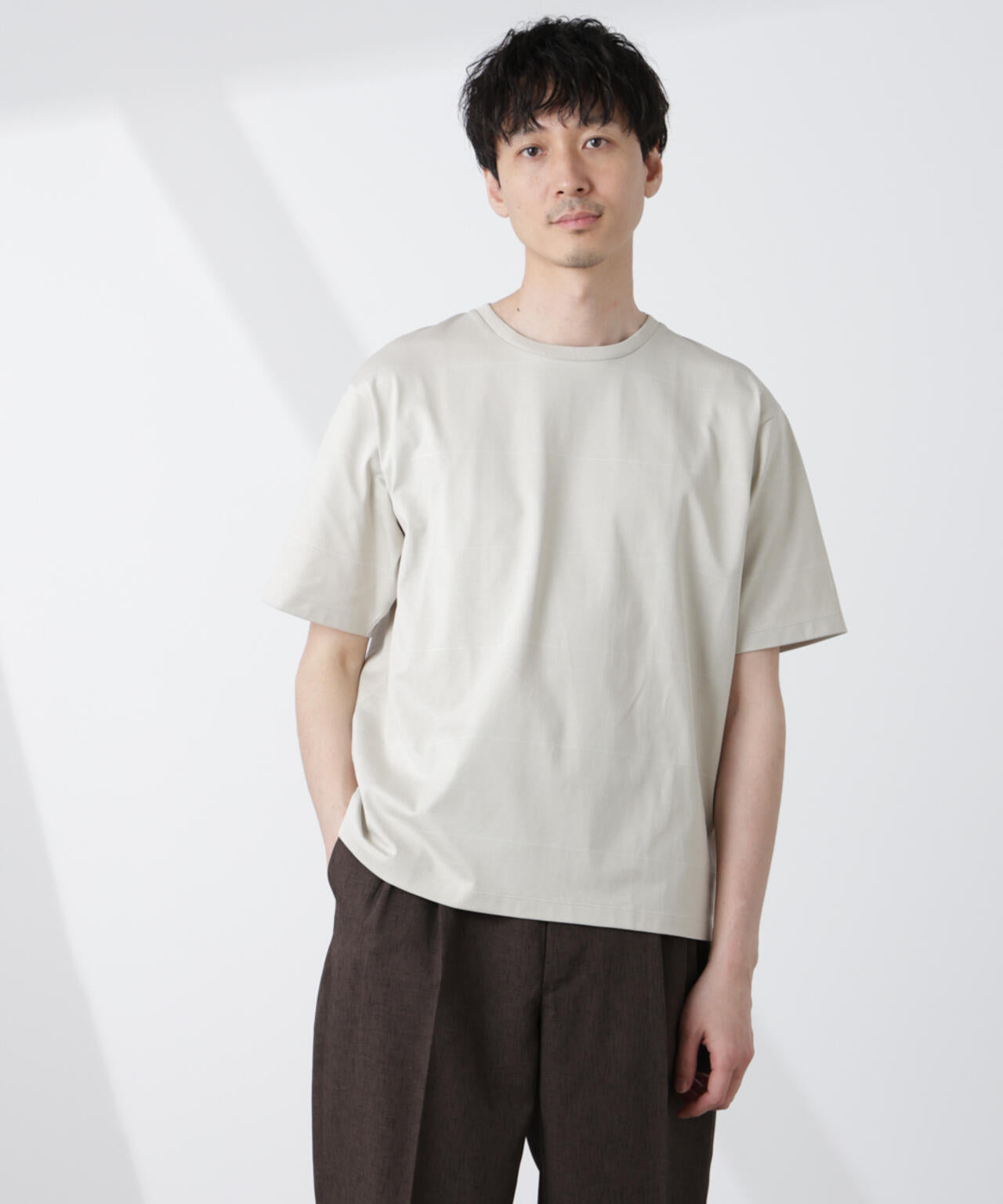 パネルボーダーTシャツ 半袖