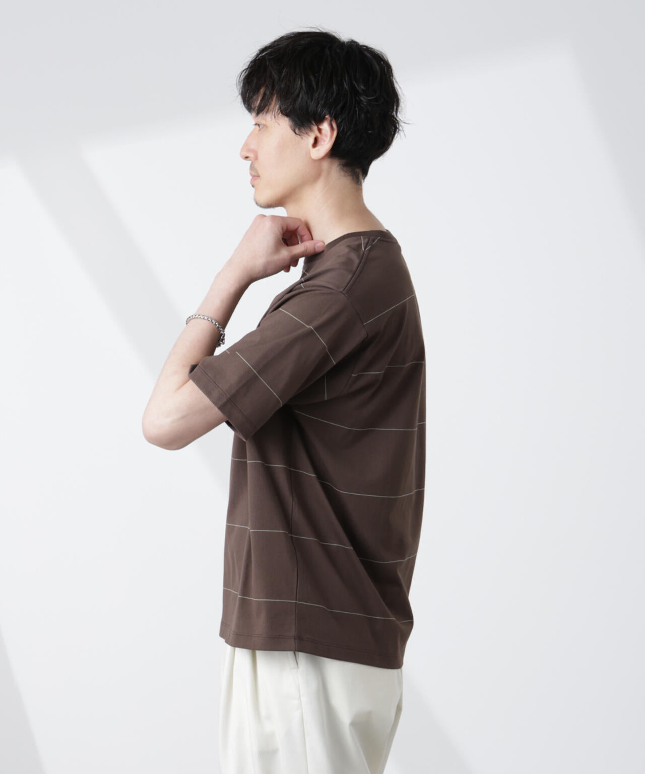 パネルボーダーTシャツ 半袖