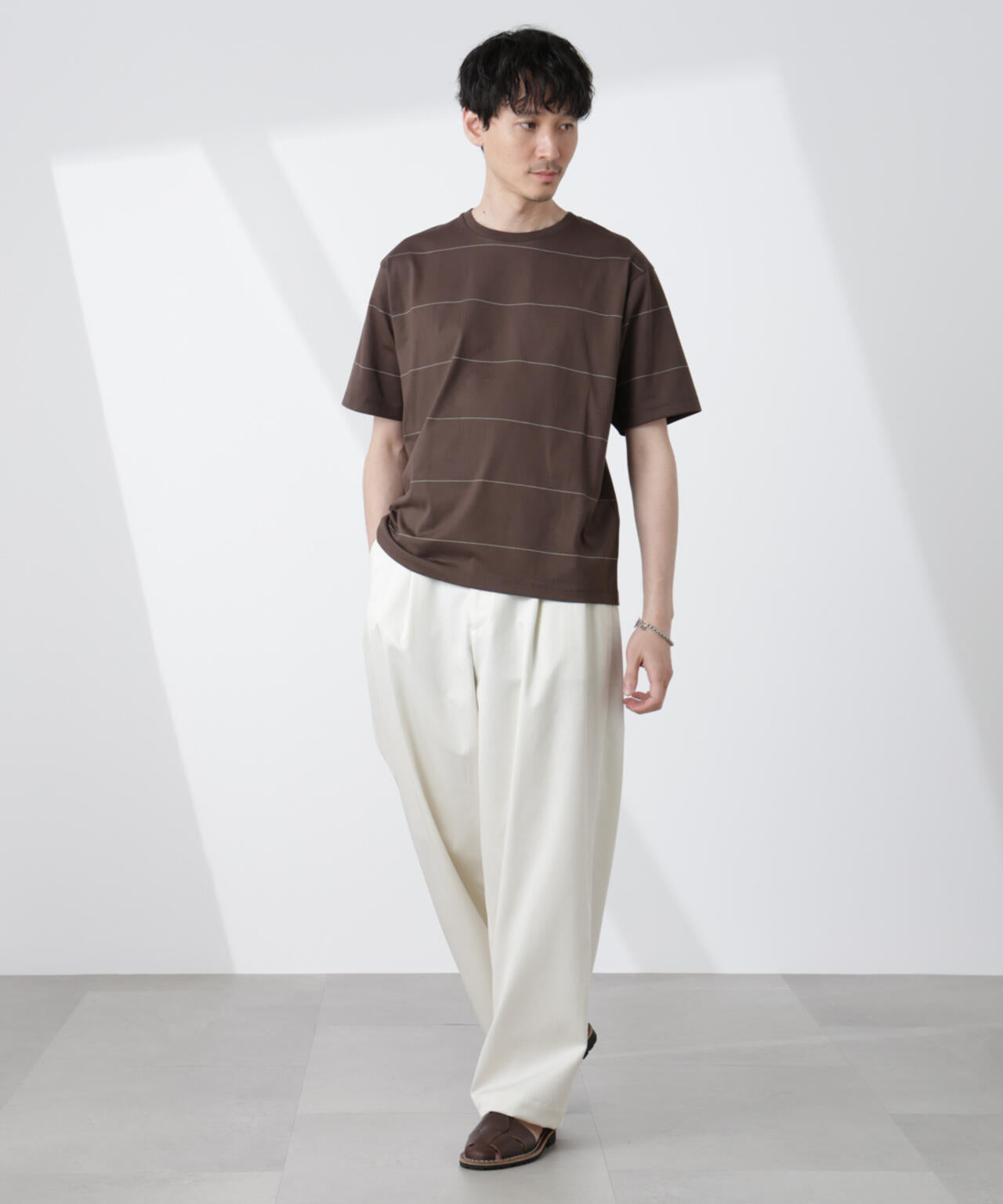 パネルボーダーTシャツ 半袖