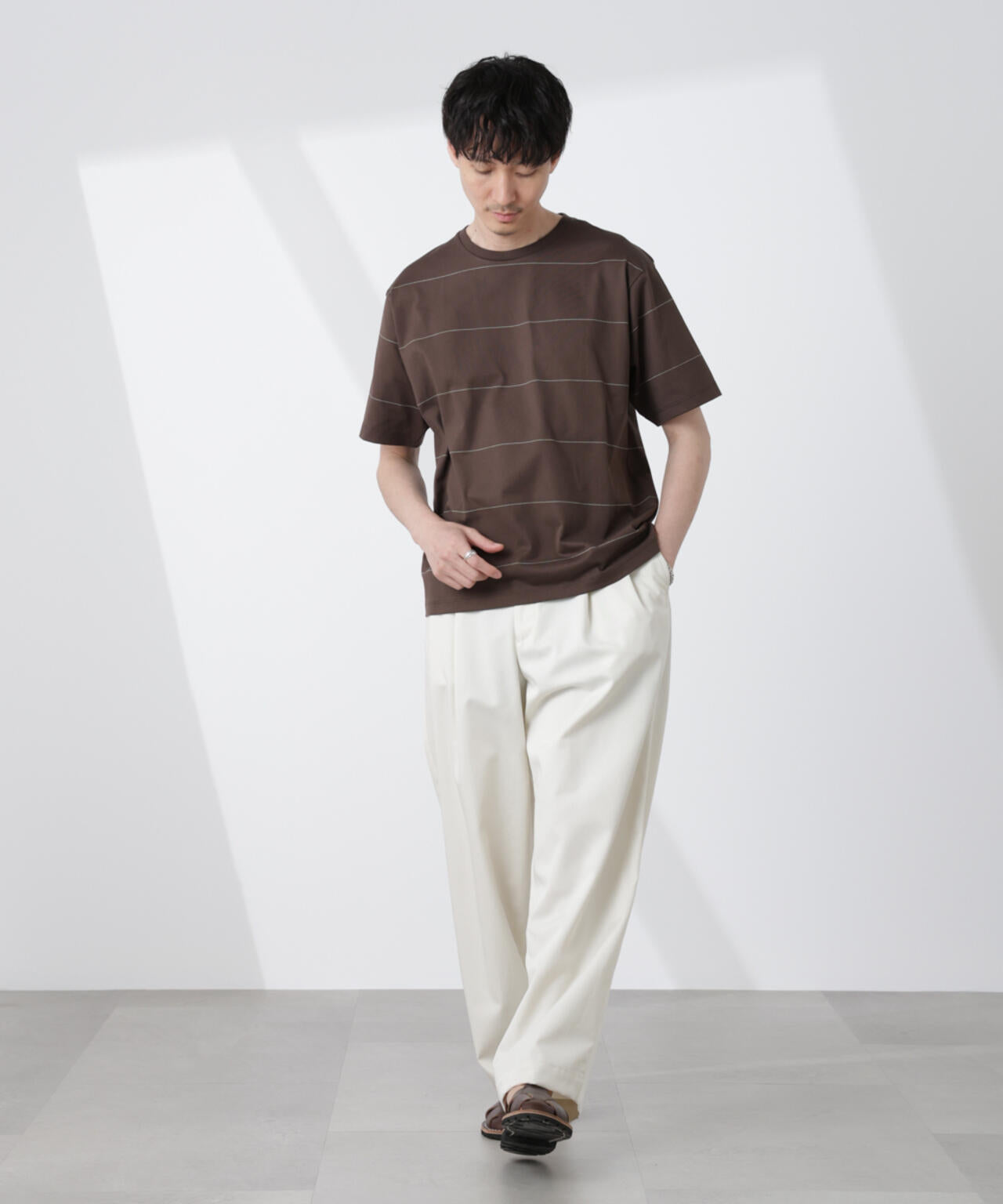 パネルボーダーTシャツ 半袖