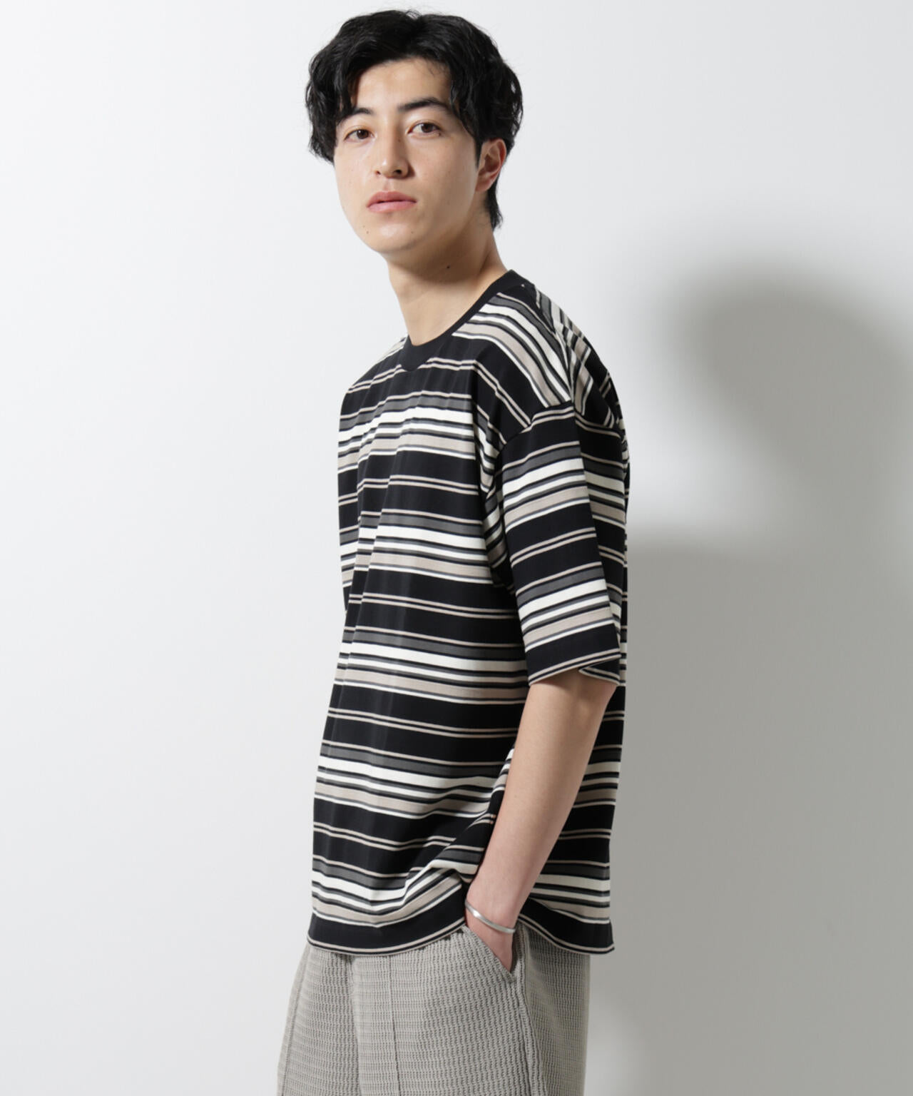 マルチボーダーリラックスＴシャツ 半袖