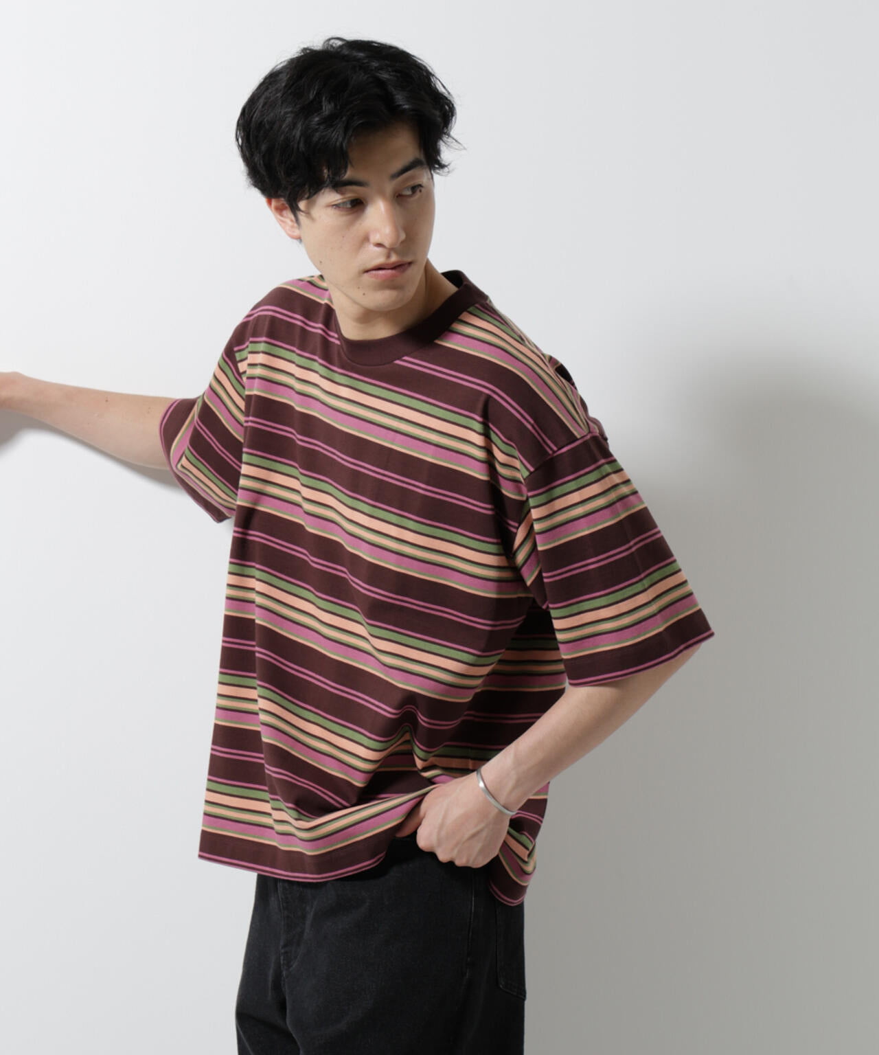 マルチボーダーリラックスＴシャツ 半袖