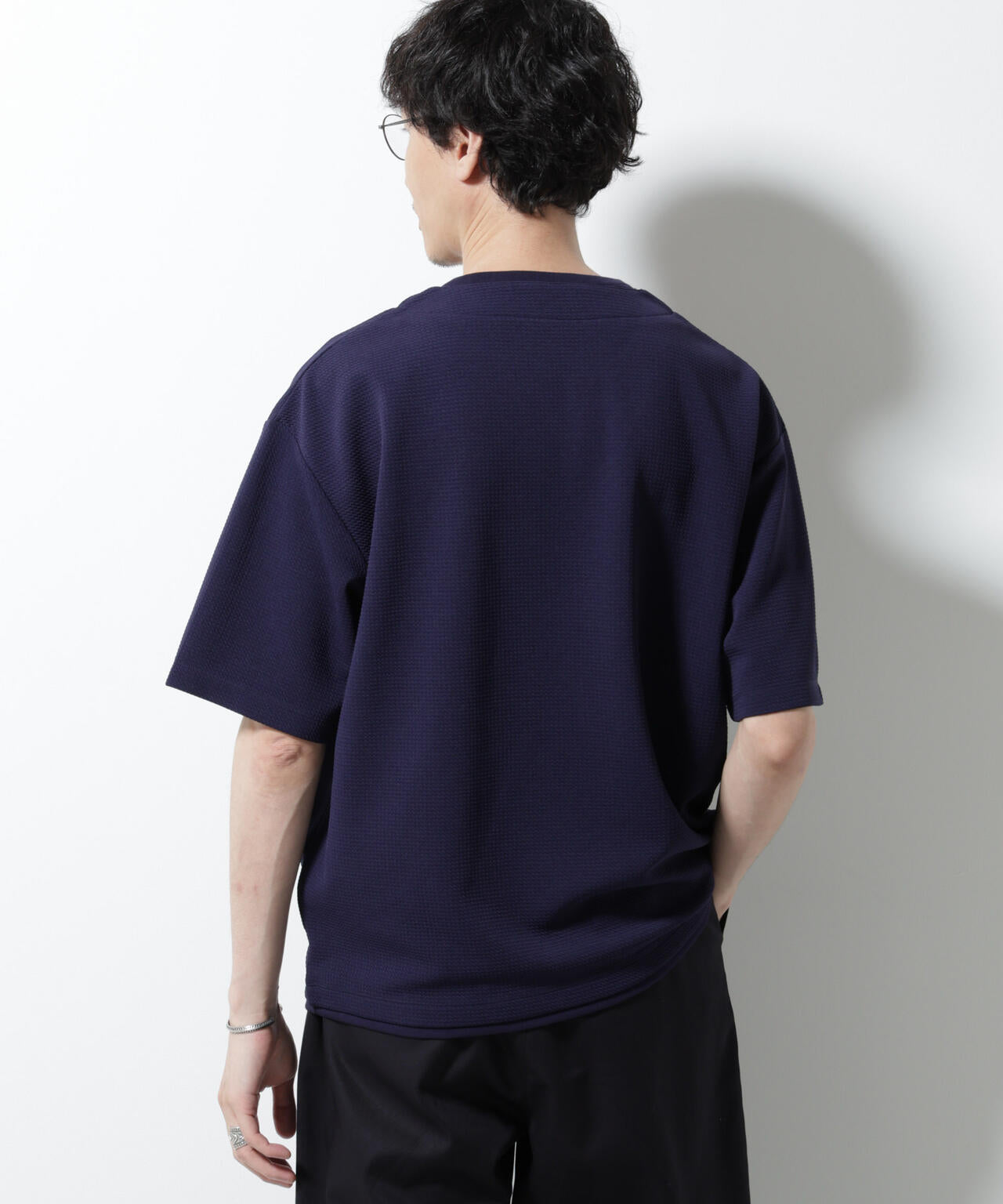フェイクレイヤードキーネックTシャツ 半袖