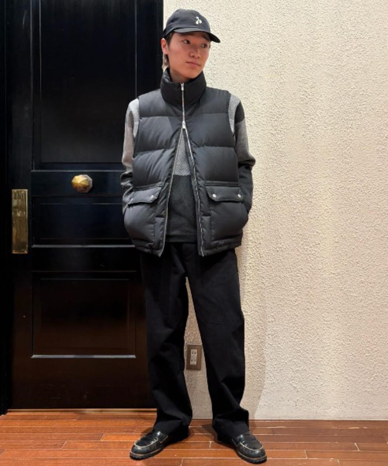ブロックチェッククルーネックニット