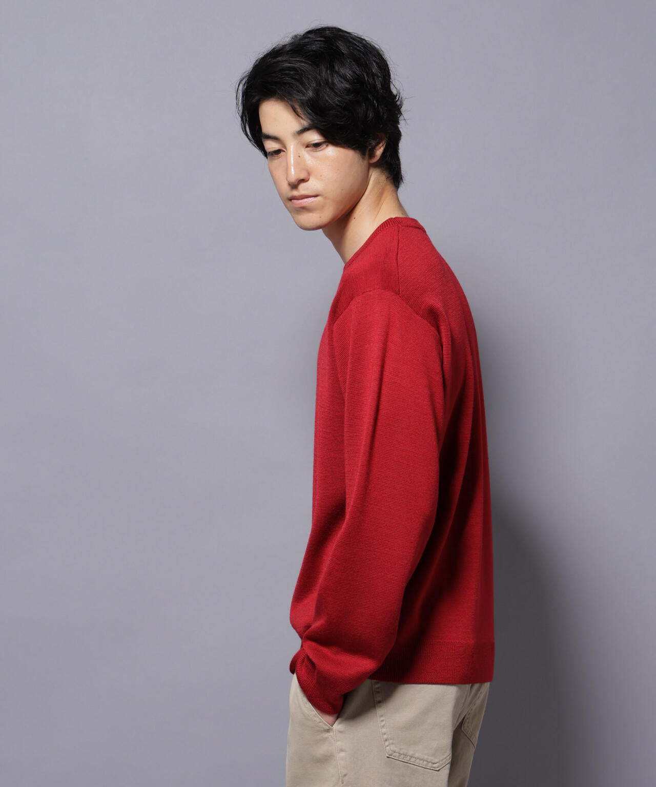 タスマニアウールミックス ミラノリブリラックスクルーネックニット