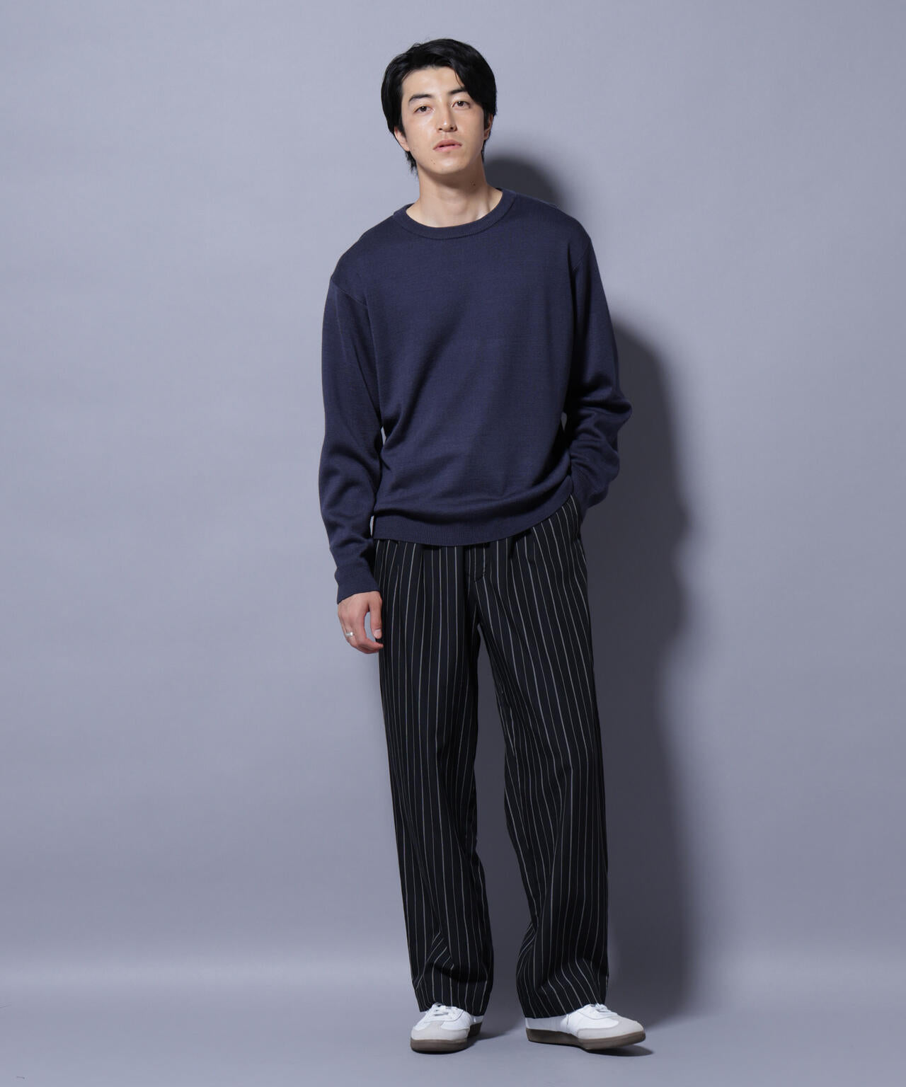 タスマニアウールミックス ミラノリブリラックスクルーネックニット