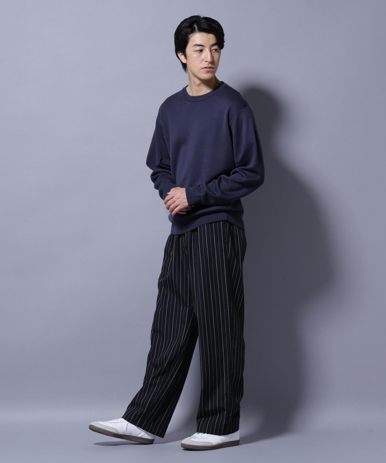 タスマニアウールミックス ミラノリブリラックスクルーネックニット