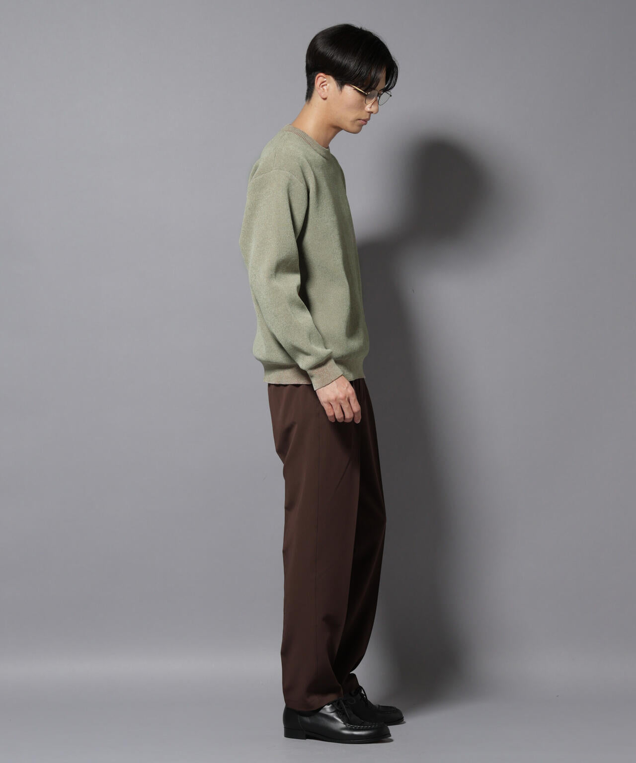 モールヤーンダブルフェイスクルーネックニット