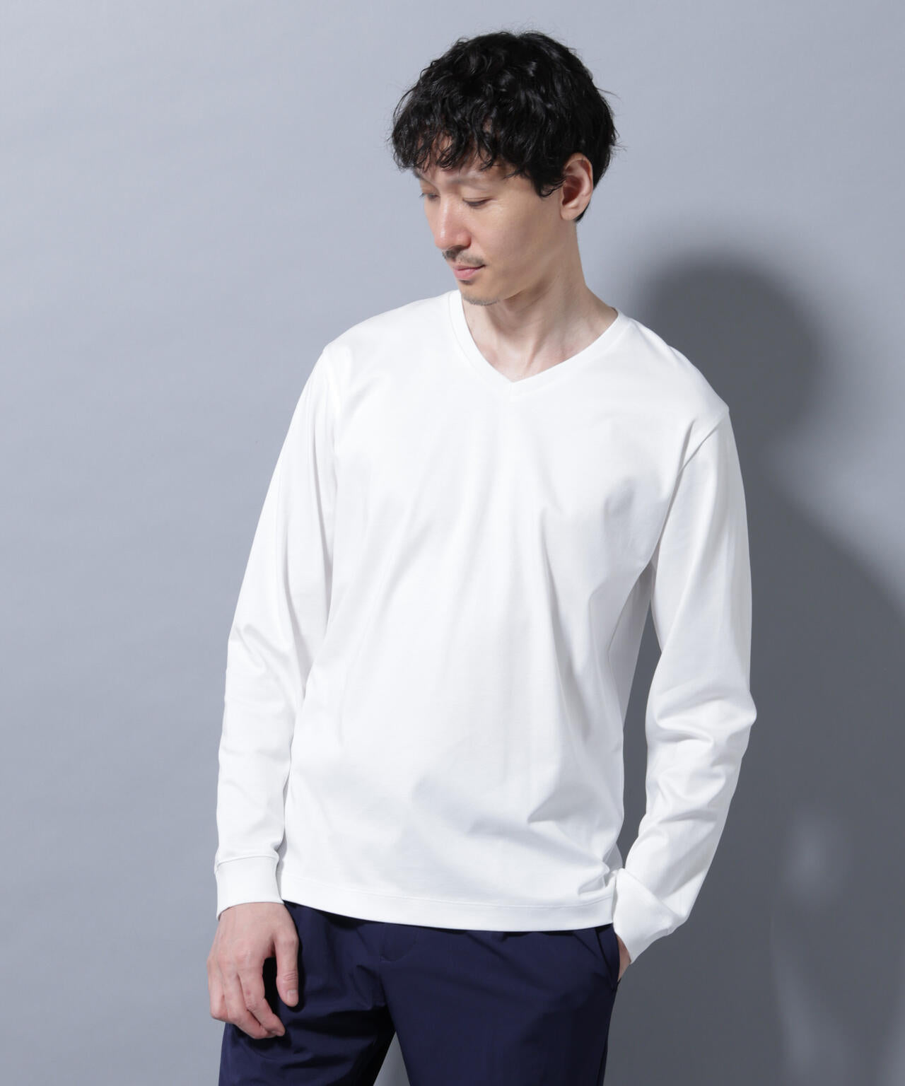 アンチスメルVネックTシャツ 長袖