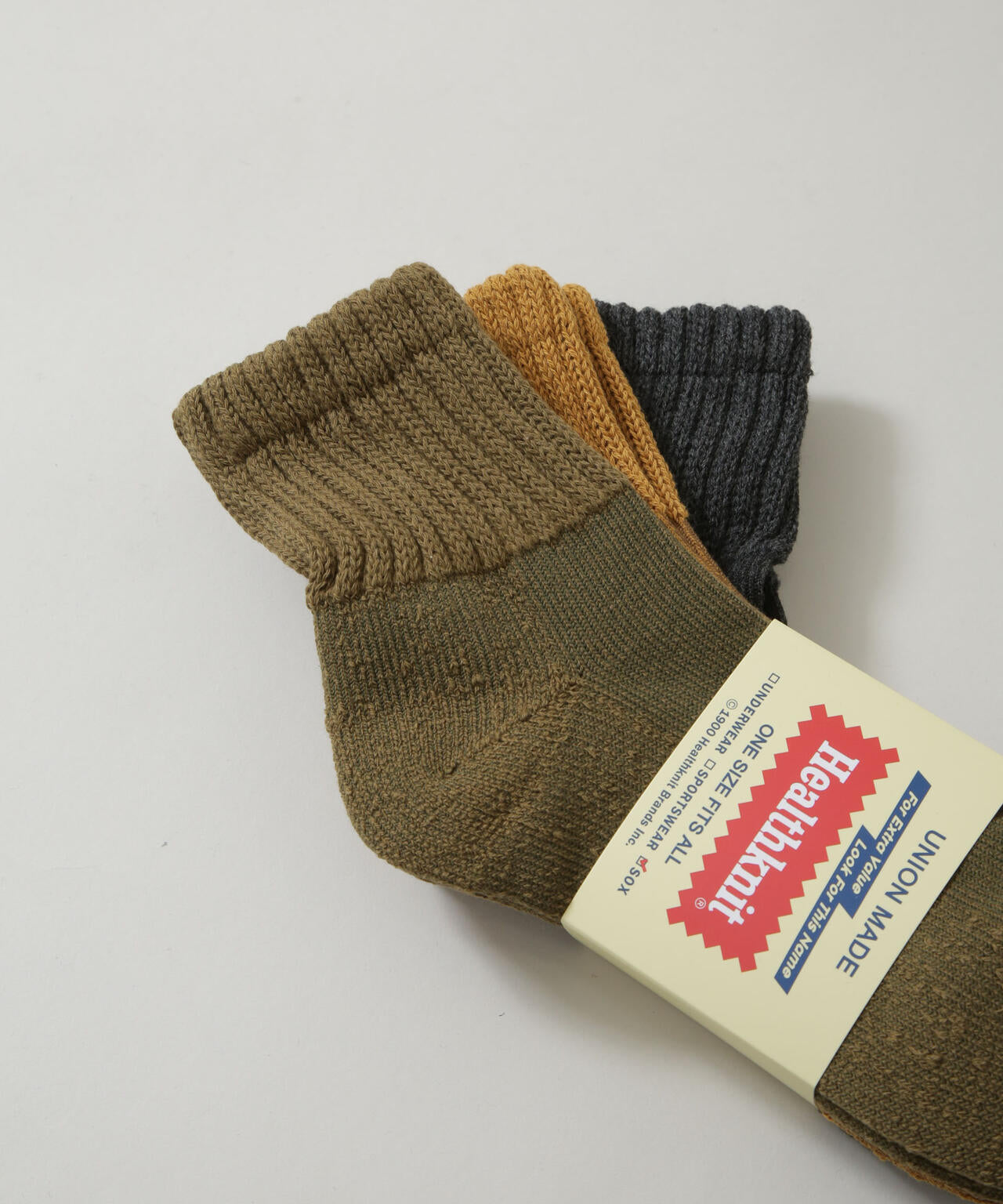 Healthknit/シンカーカラー無地 ソックス 3足セット