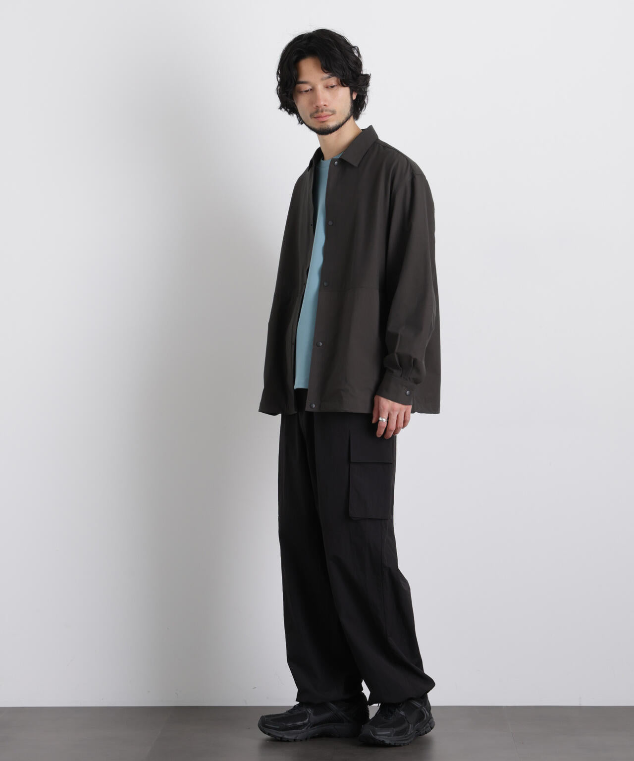 ストレッチワイドシャツブルゾン