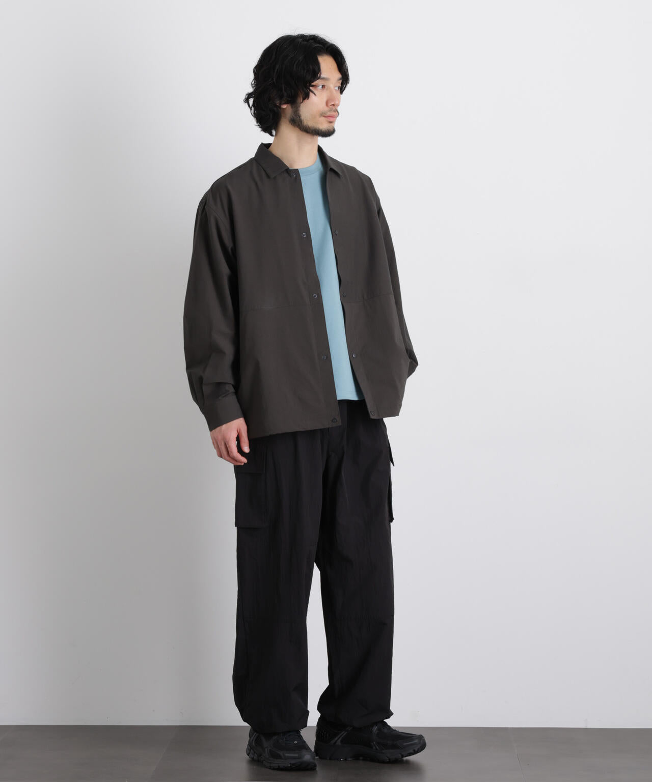 ストレッチワイドシャツブルゾン