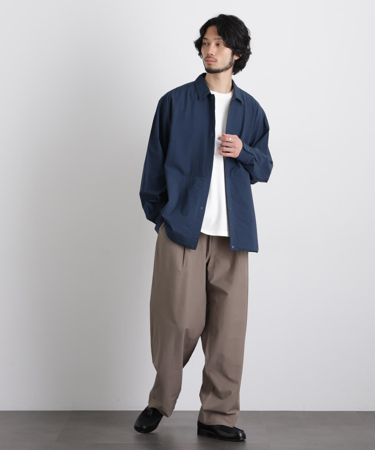 ストレッチワイドシャツブルゾン