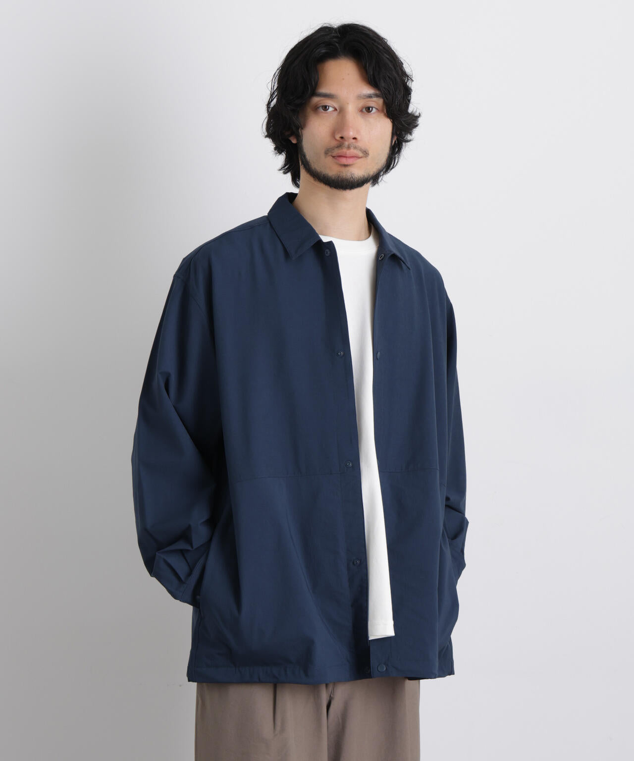 ストレッチワイドシャツブルゾン