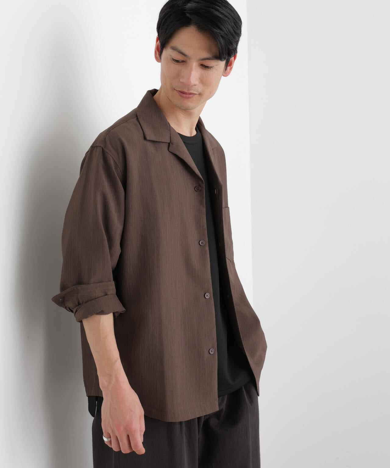 セオアルファ オープンカラーシャツ 長袖