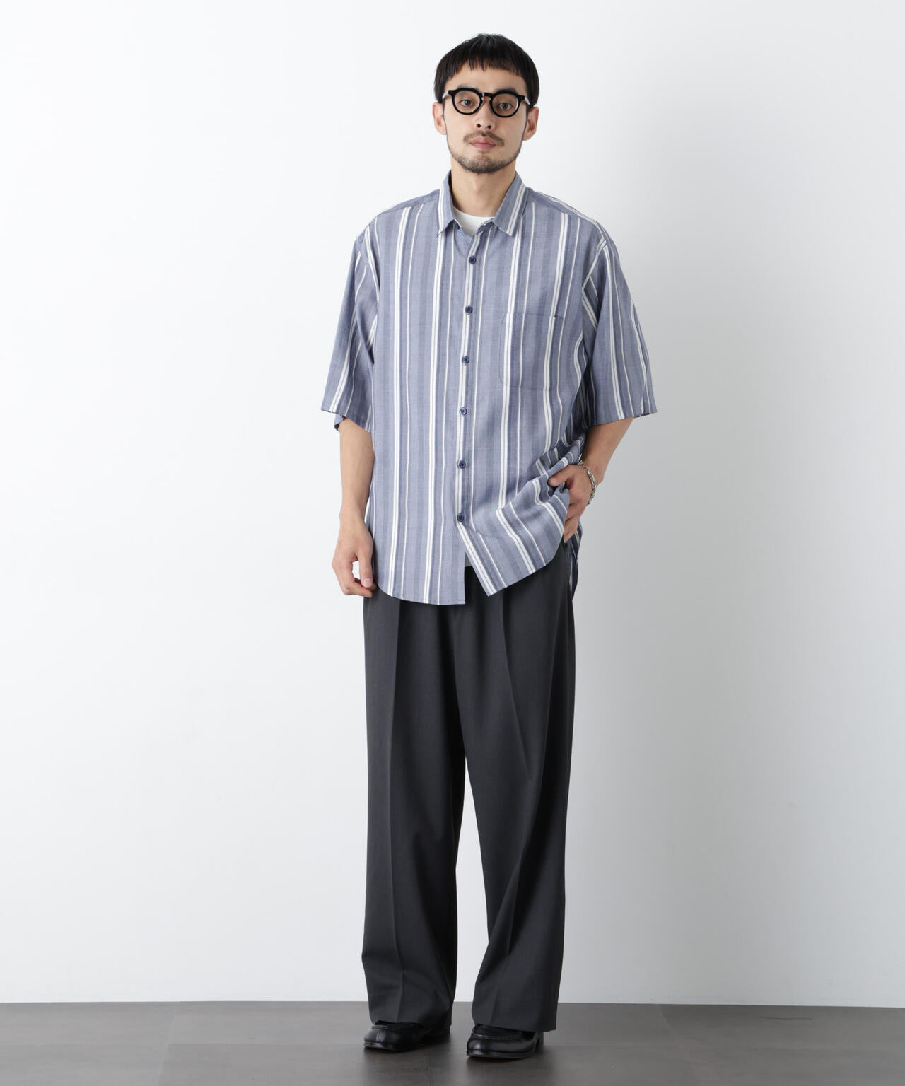 マルチストライプシャツ 半袖