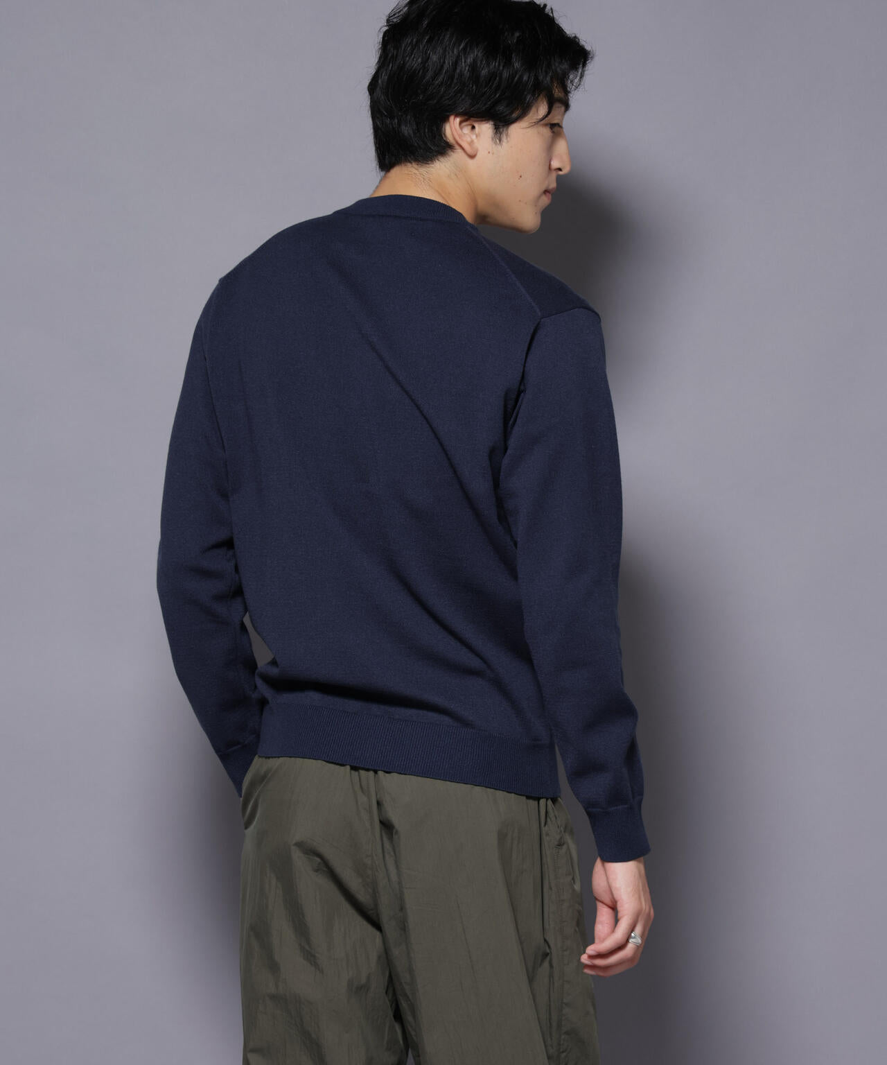 ダブルフェイスストレッチモックネックニット