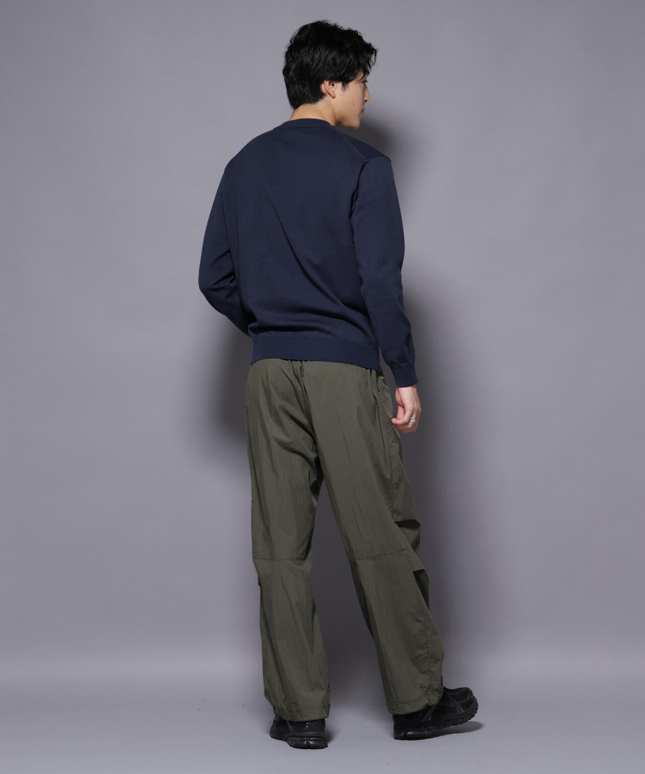 ダブルフェイスストレッチモックネックニット