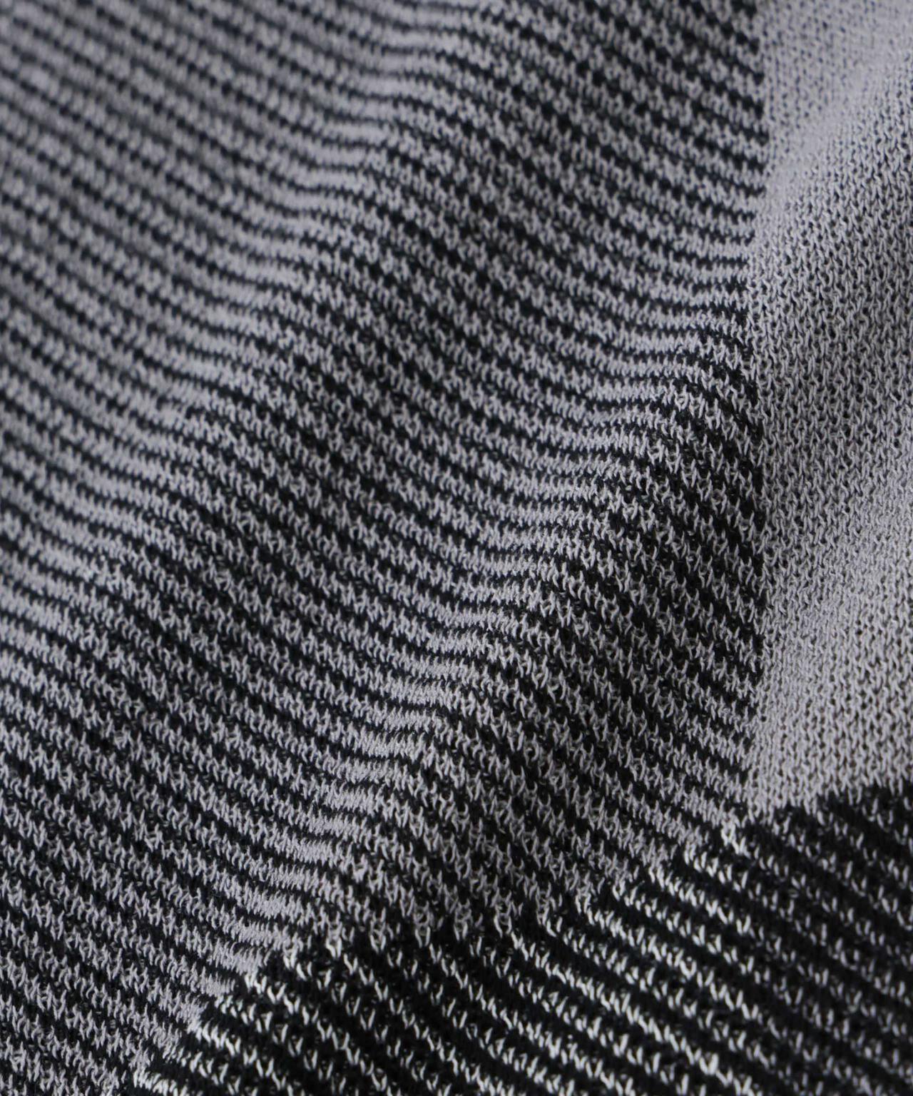 切替チェックニットTシャツ 半袖