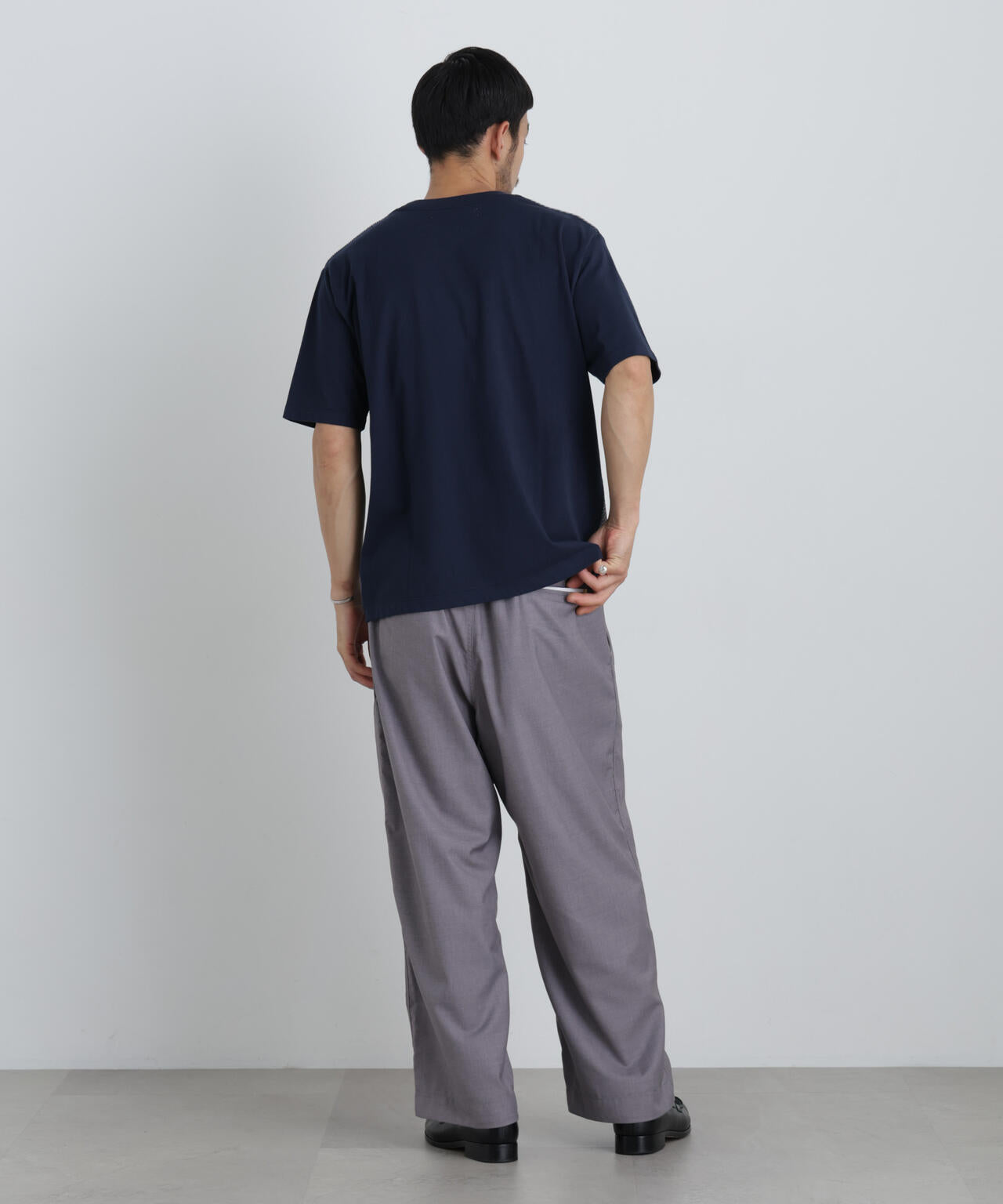 切替チェックニットTシャツ 半袖