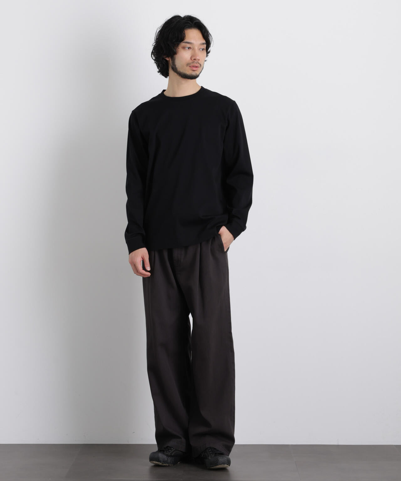 アンチスメルクルーネックTシャツ 長袖