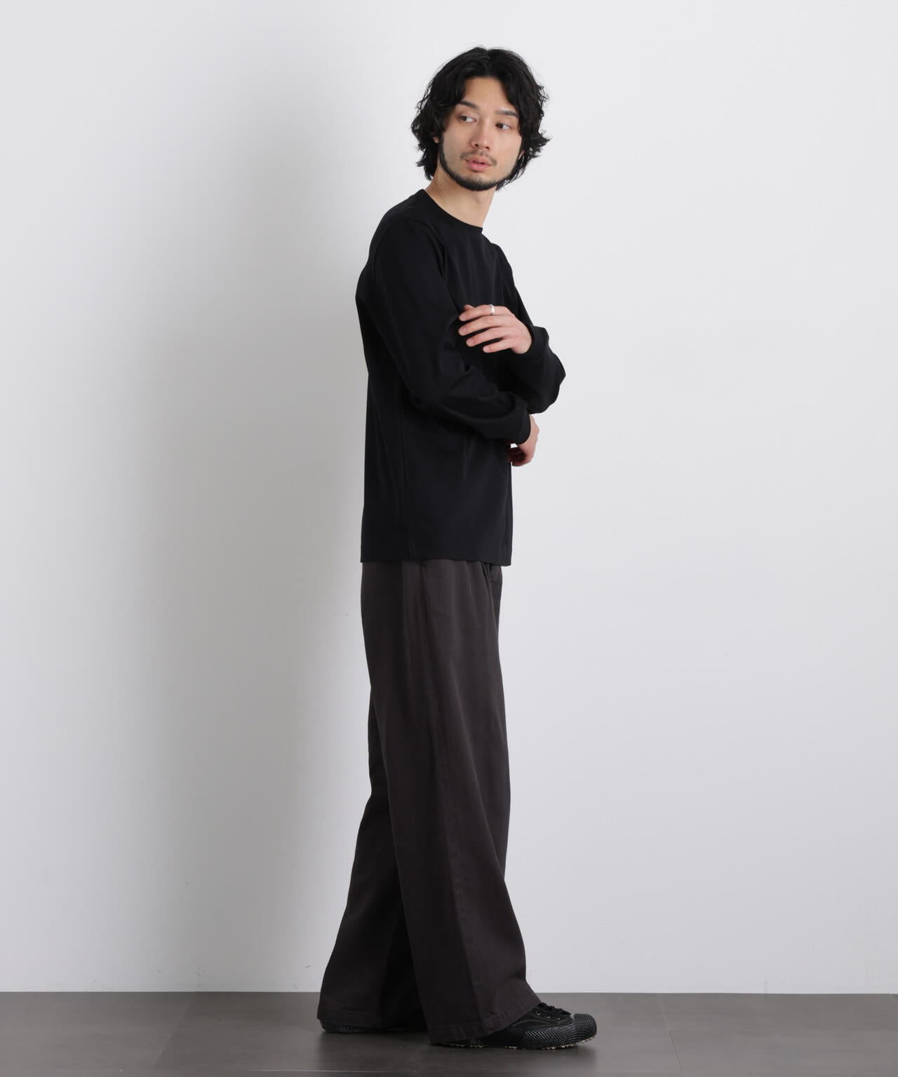 アンチスメルクルーネックTシャツ 長袖