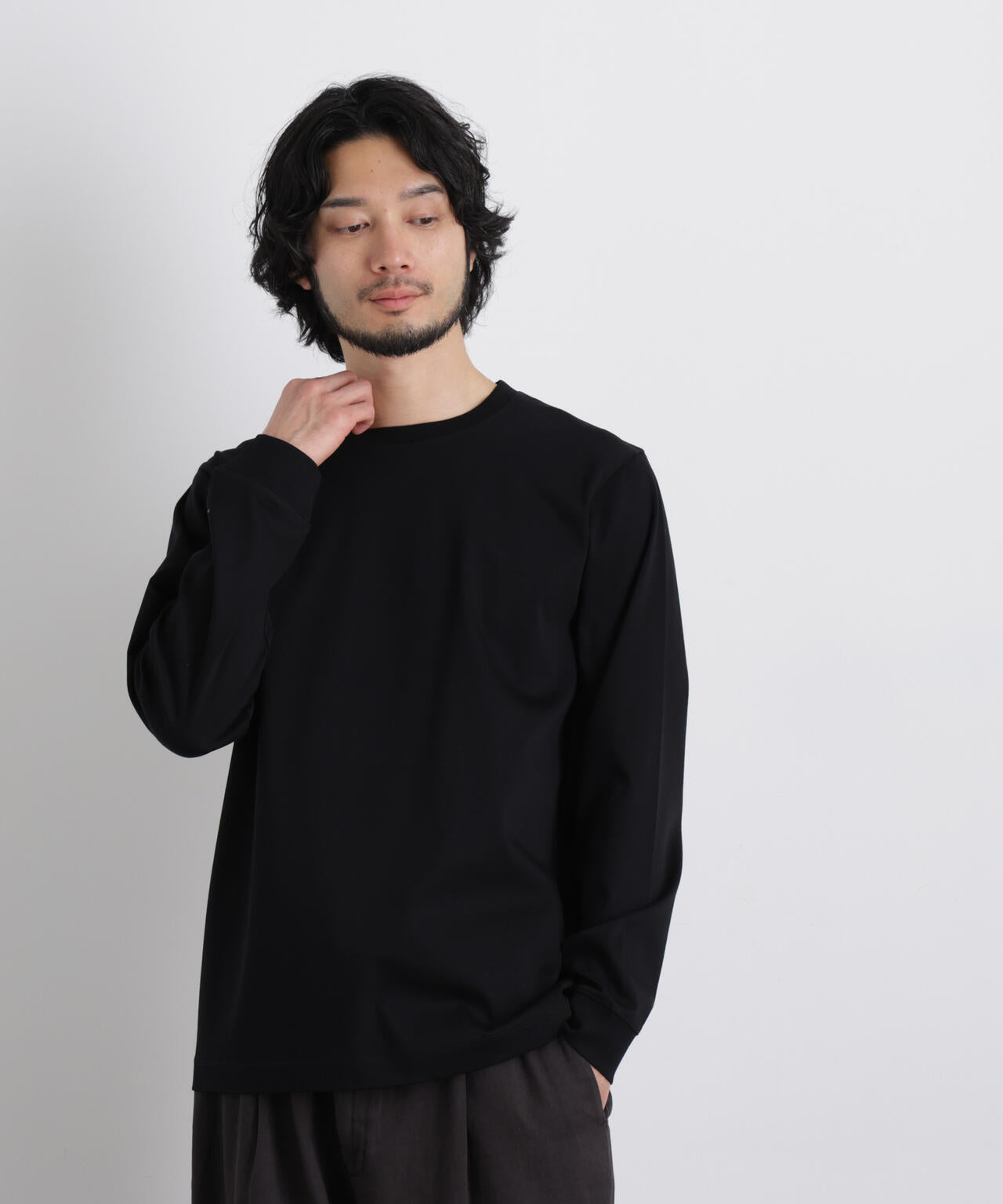 アンチスメルクルーネックTシャツ 長袖