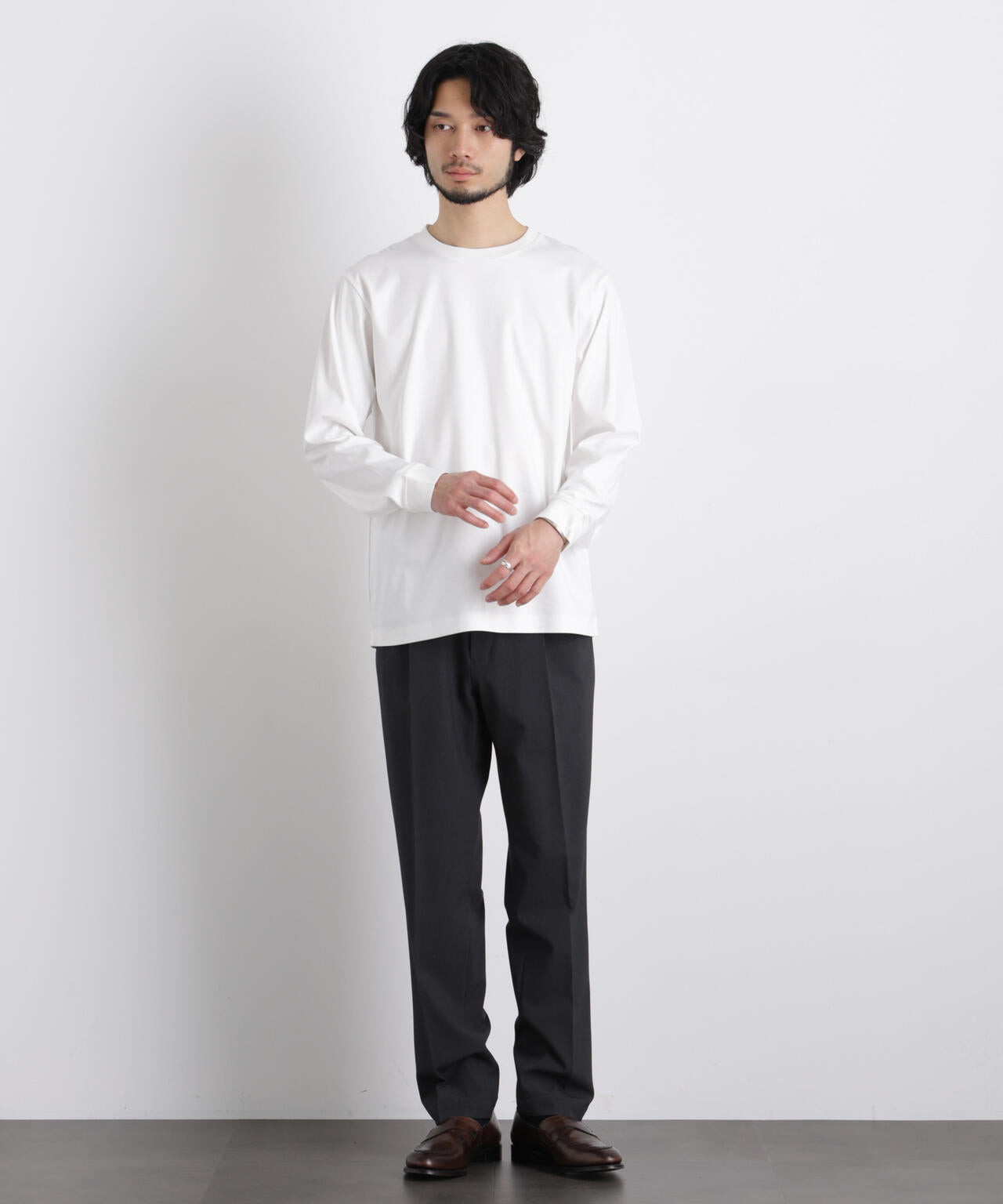 アンチスメルクルーネックTシャツ 長袖