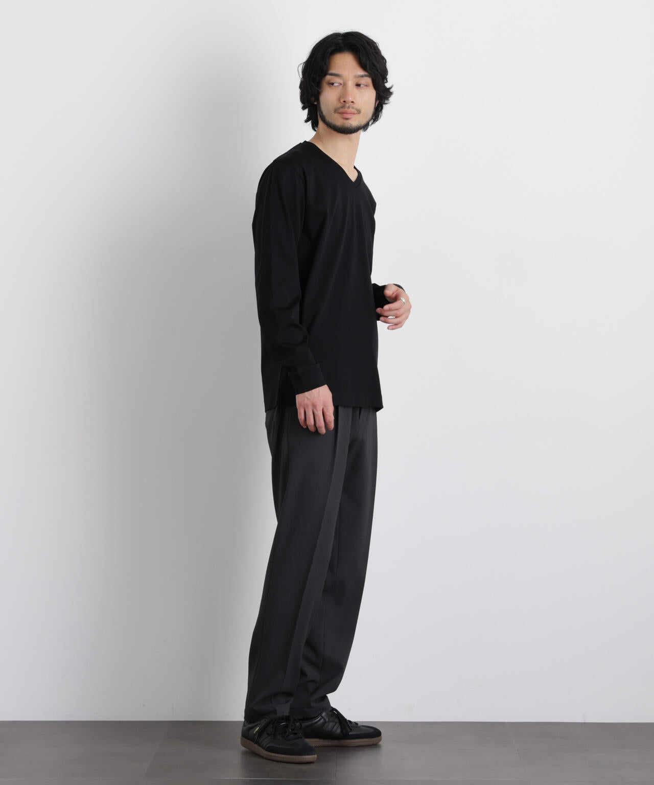 アンチスメルVネックTシャツ 長袖