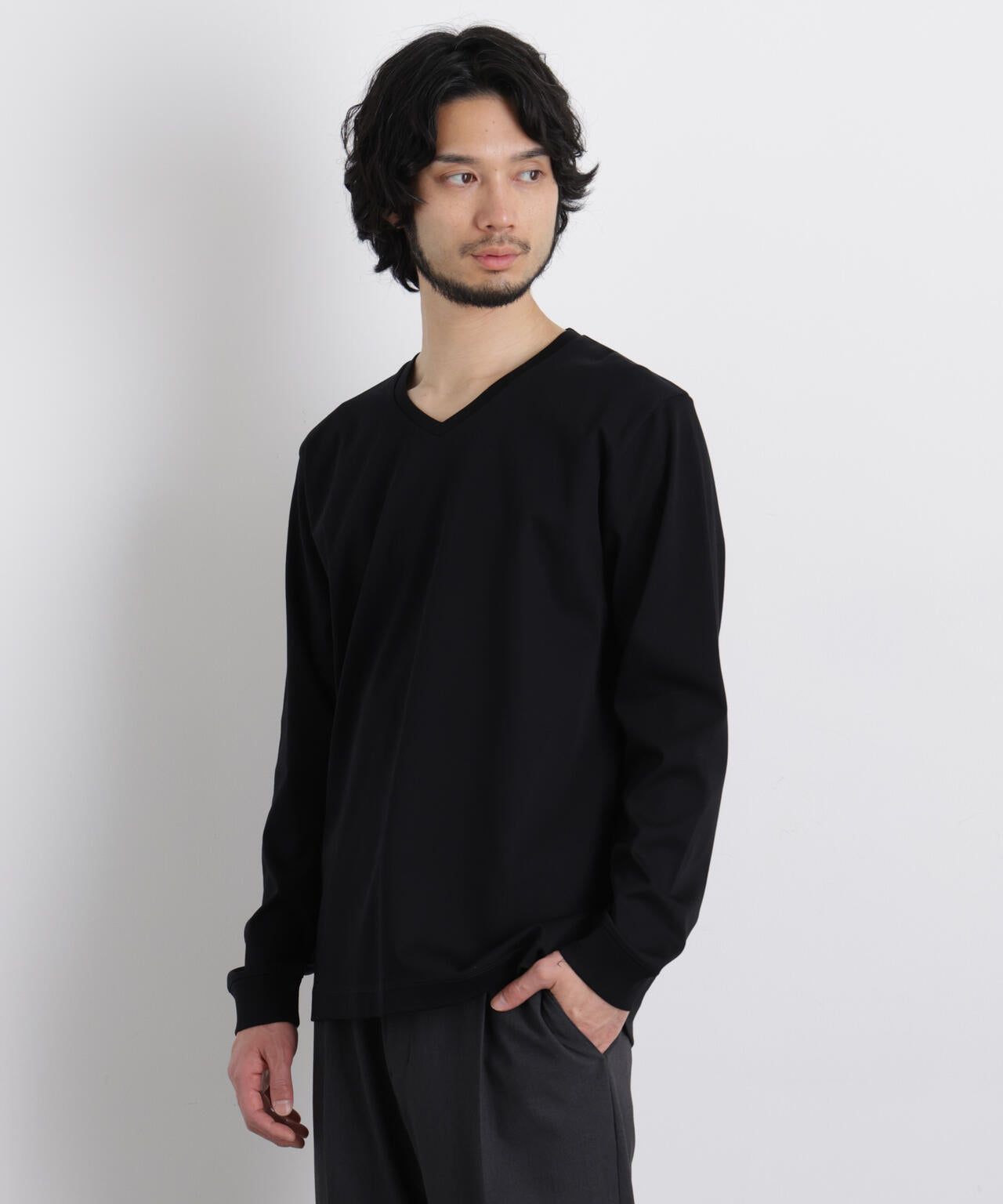 アンチスメルVネックTシャツ 長袖