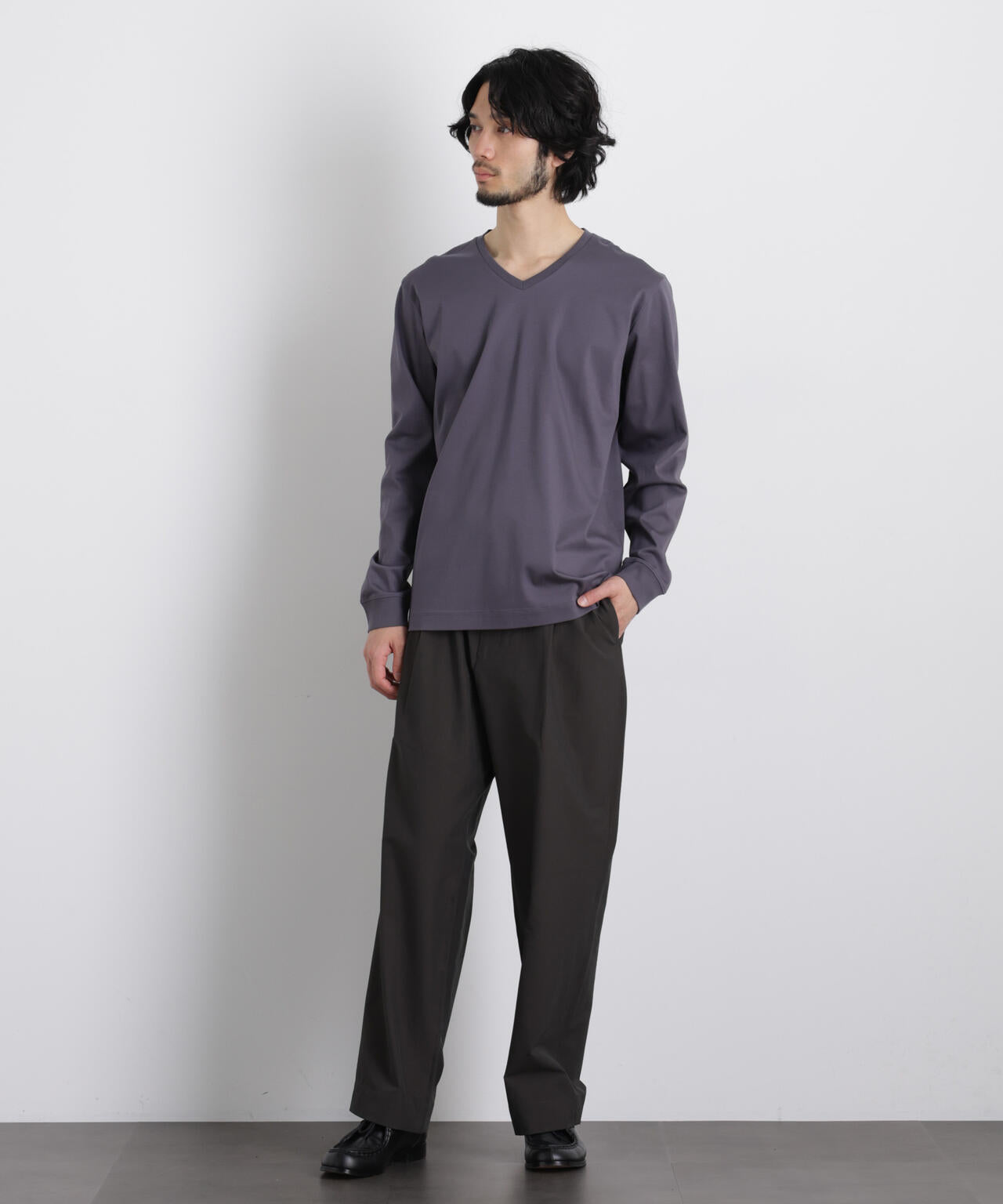 アンチスメルVネックTシャツ 長袖
