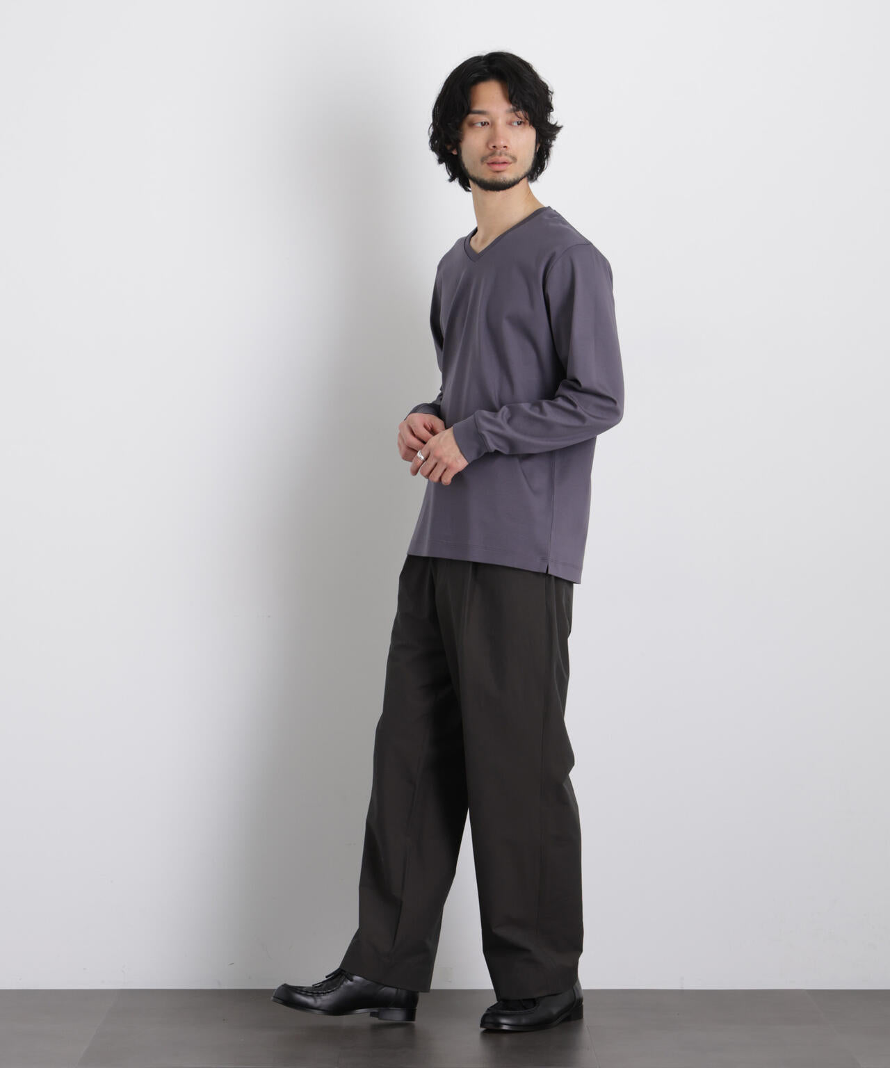 アンチスメルVネックTシャツ 長袖