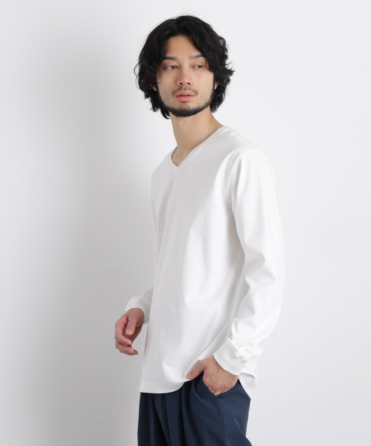 アンチスメルVネックTシャツ 長袖