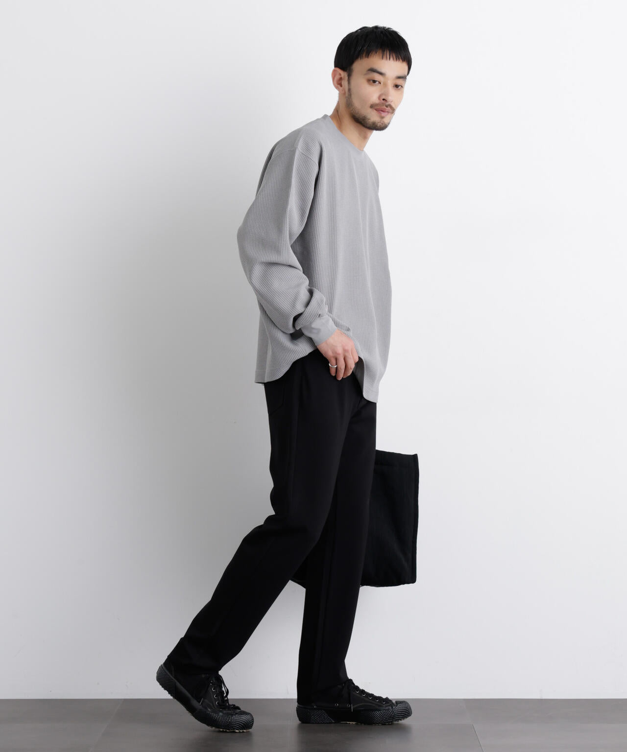 ワッフルプルオーバーTシャツ 長袖