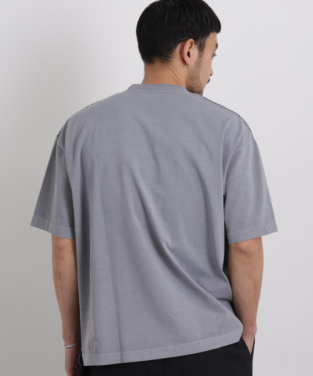 オーバーダイジャガードストライプヘンリーTシャツ 半袖