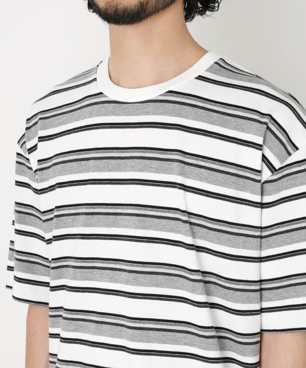 コーマコットンランダムボーダーTシャツ