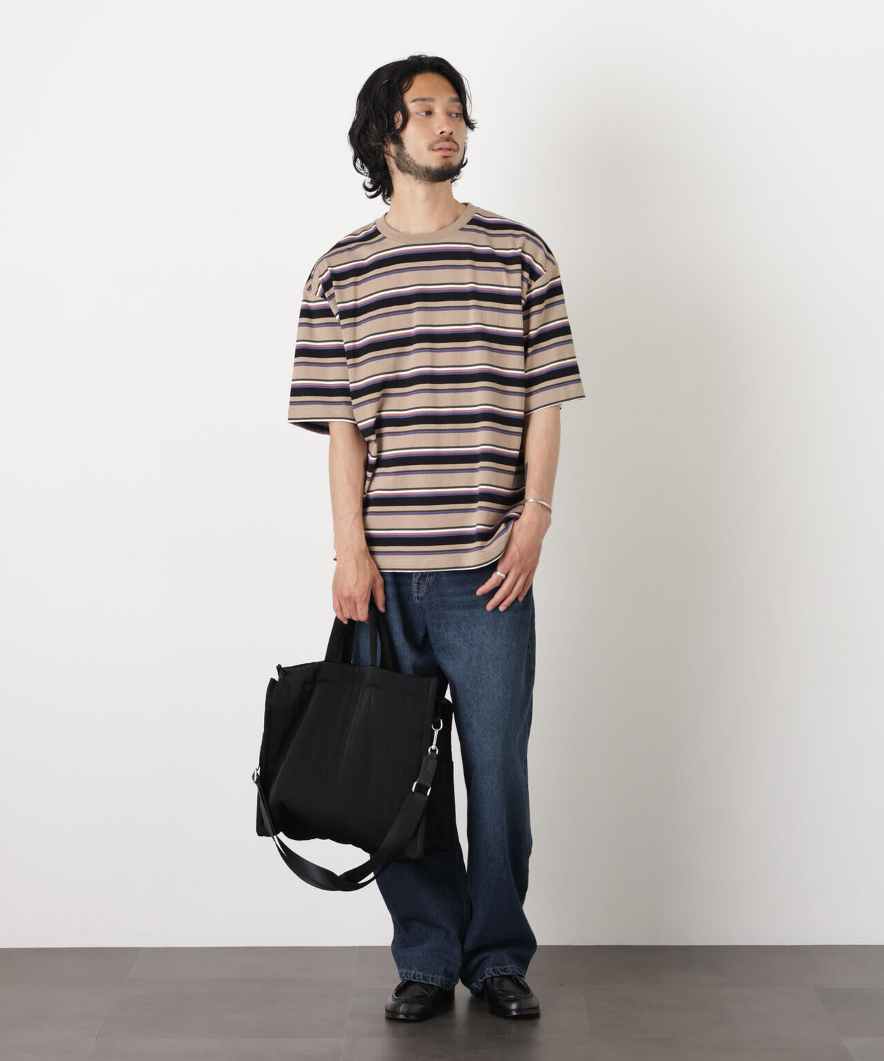 コーマコットンランダムボーダーTシャツ