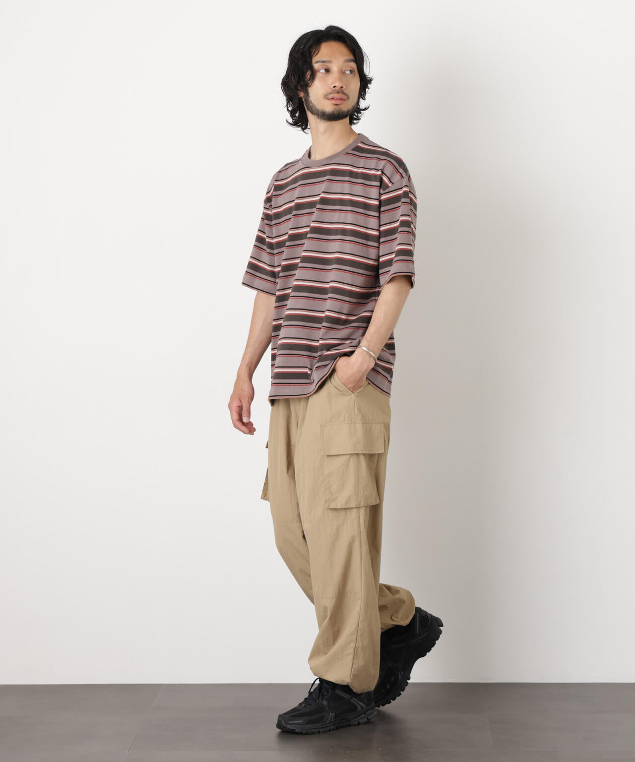 コーマコットンランダムボーダーTシャツ