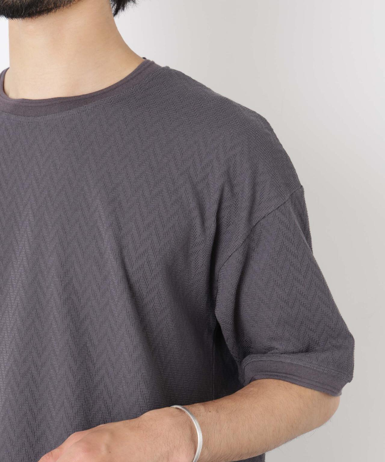 ヘリンボンジャガードTシャツ 半袖