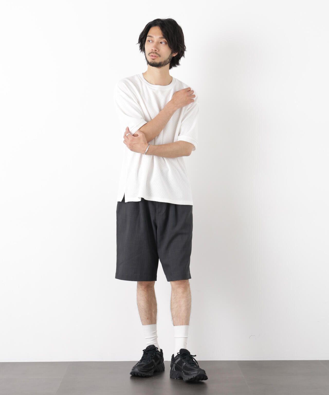 ヘリンボンジャガードTシャツ 半袖