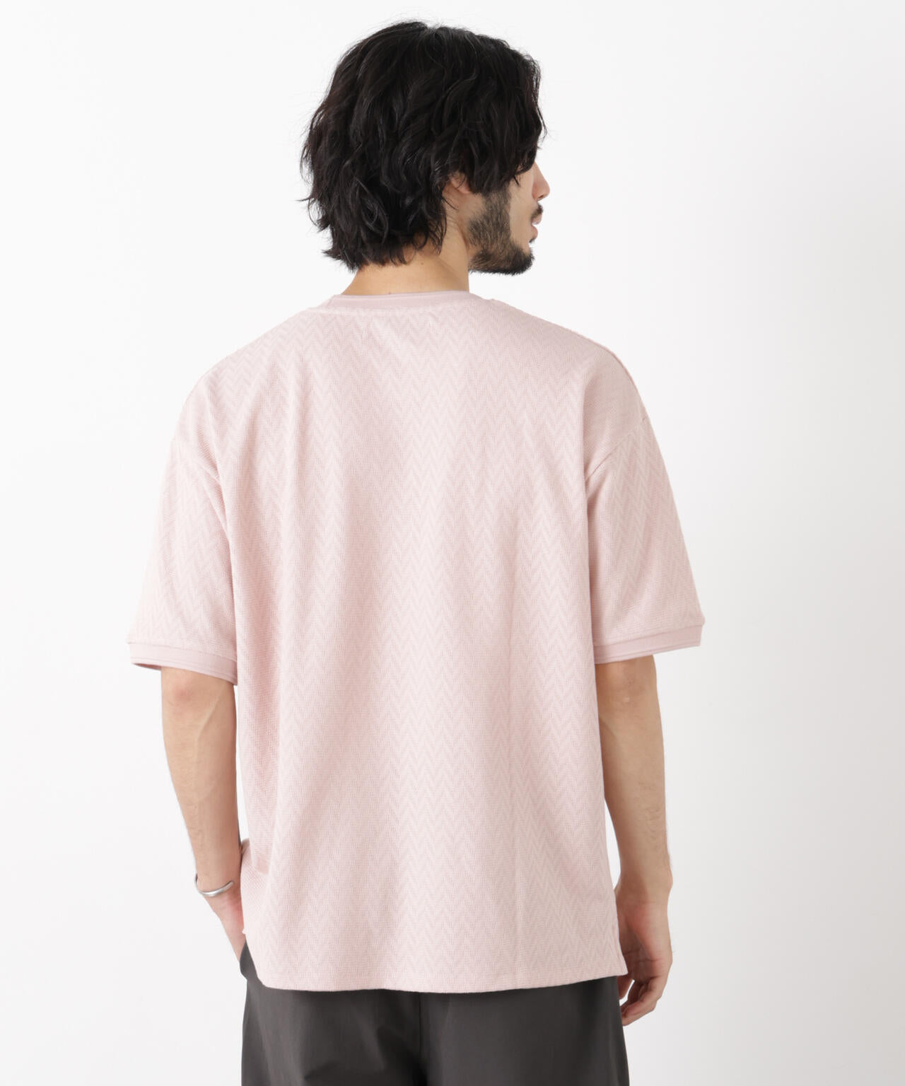 ヘリンボンジャガードTシャツ 半袖