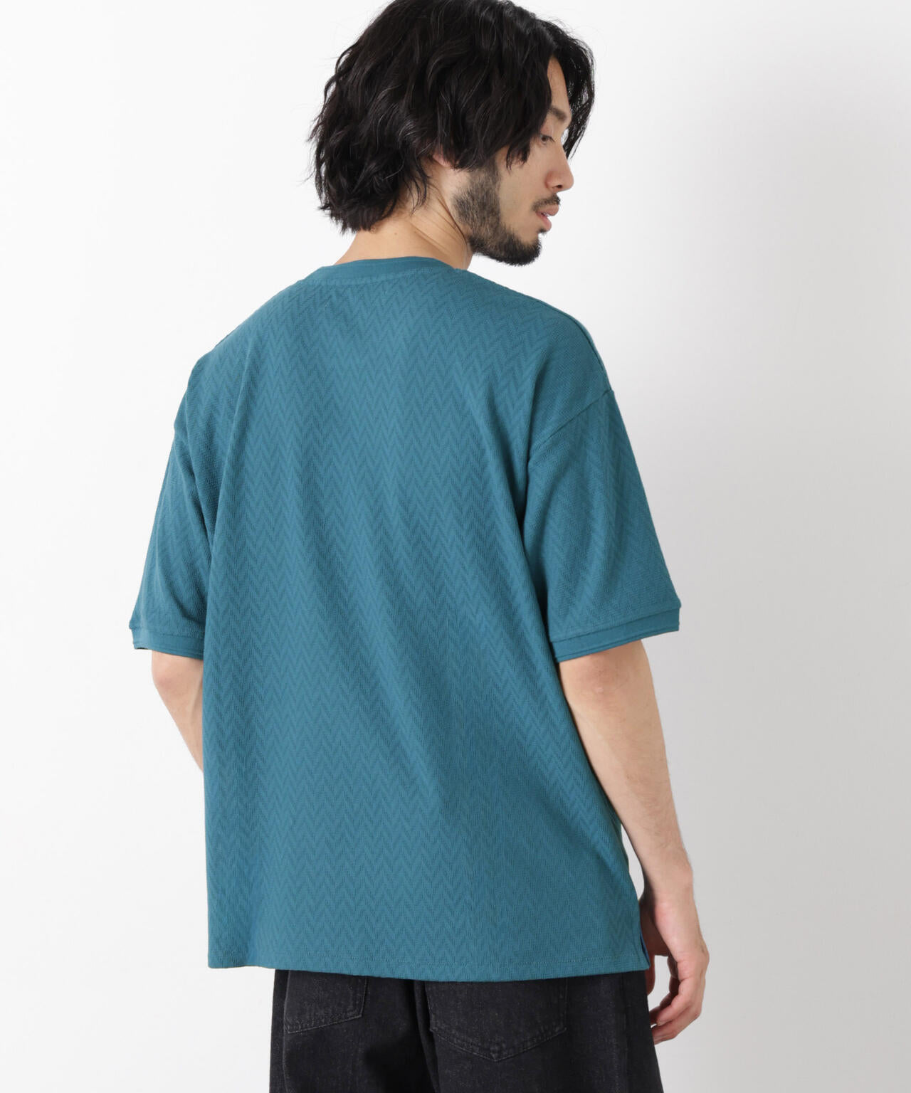 ヘリンボンジャガードTシャツ 半袖