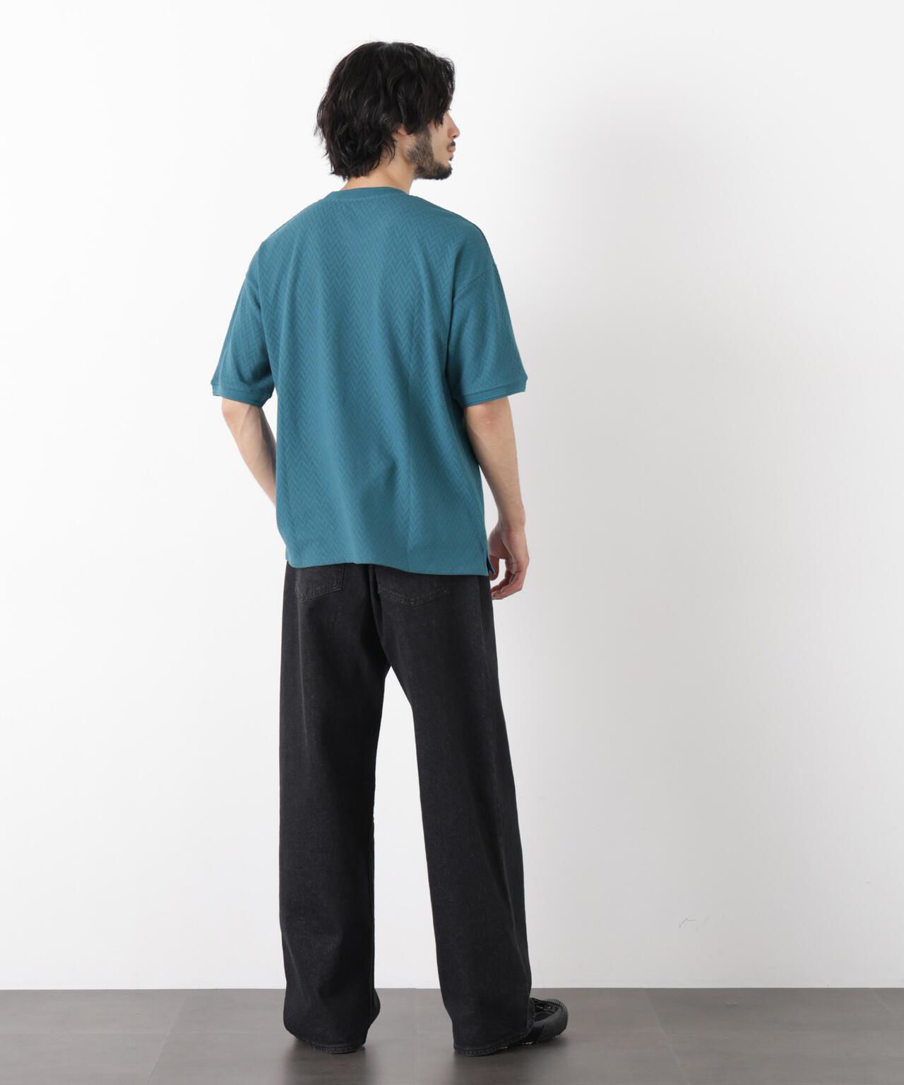 ヘリンボンジャガードTシャツ 半袖