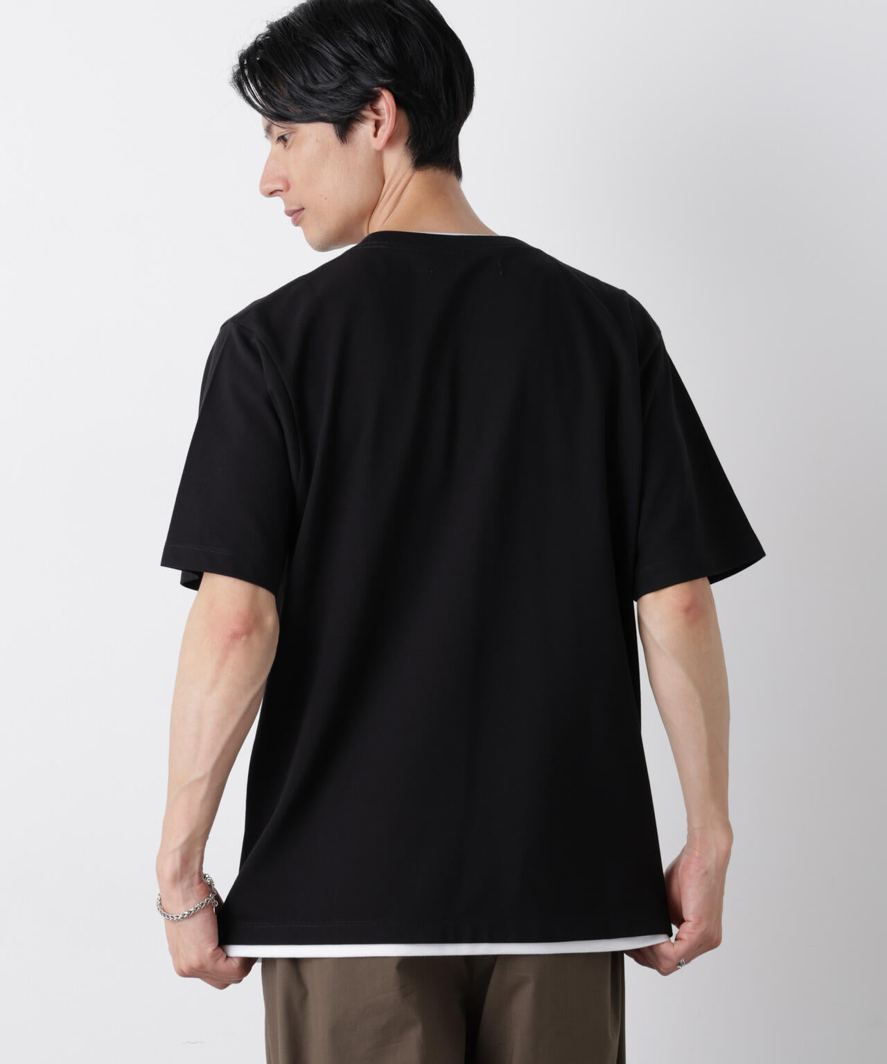フェイクレイヤード鹿の子Tシャツ 半袖