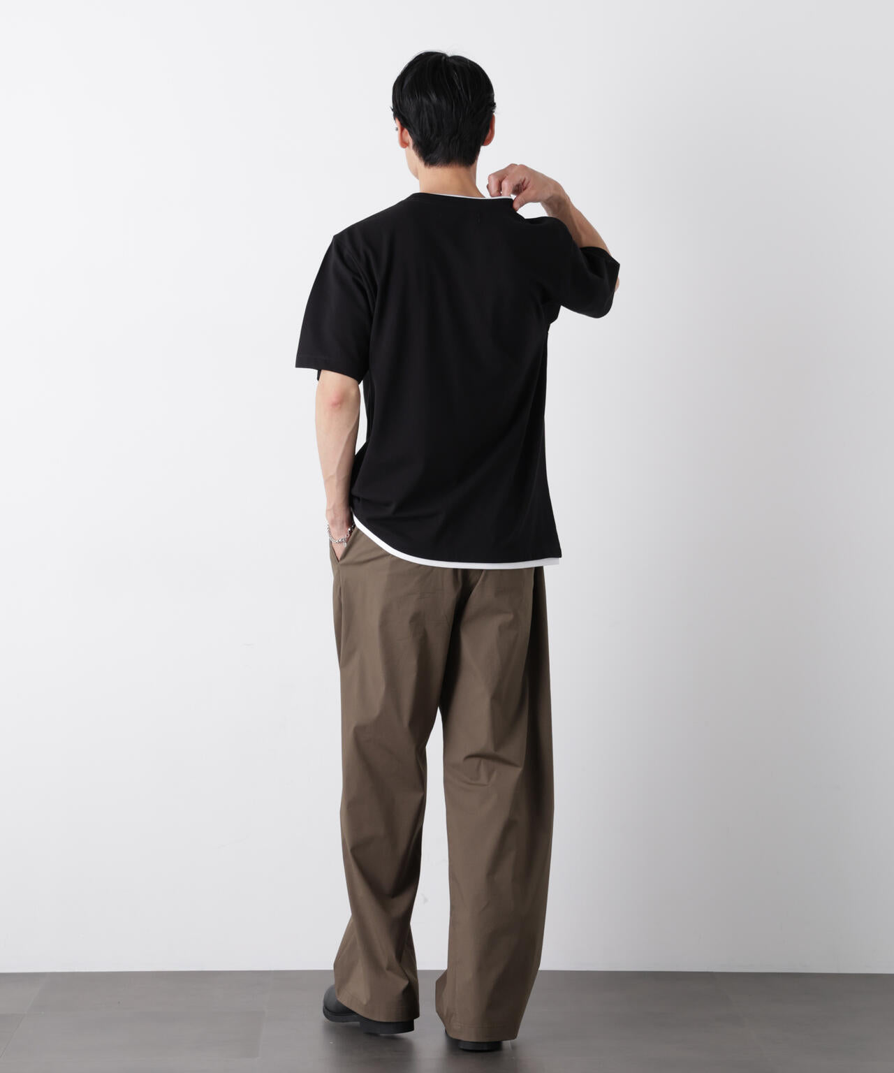 フェイクレイヤード鹿の子Tシャツ 半袖