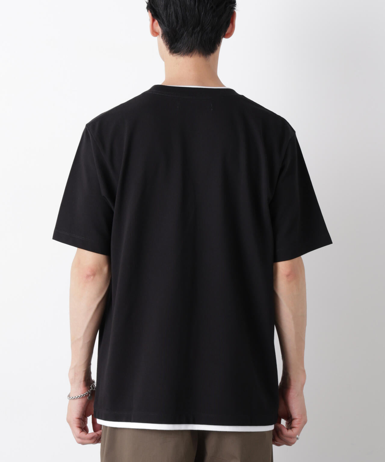 フェイクレイヤード鹿の子Tシャツ 半袖