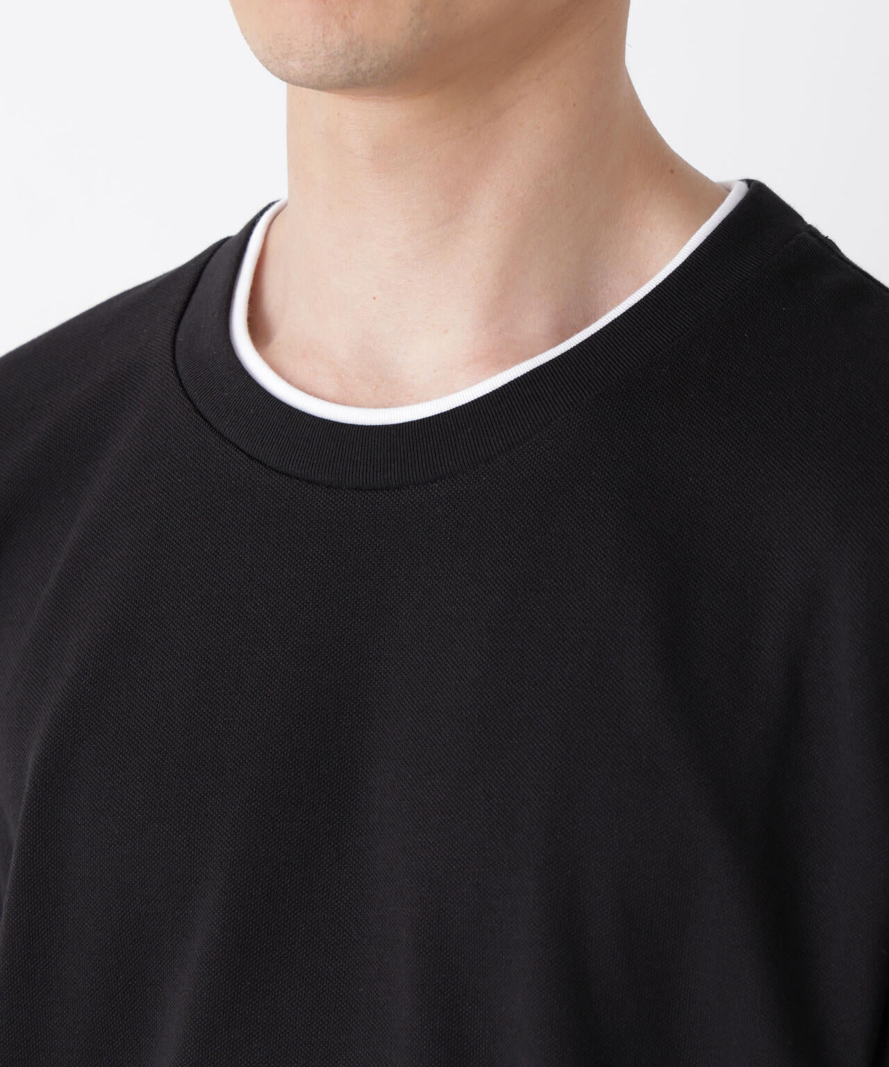 フェイクレイヤード鹿の子Tシャツ 半袖