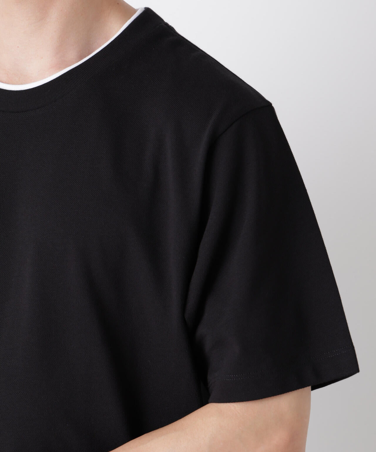 フェイクレイヤード鹿の子Tシャツ 半袖