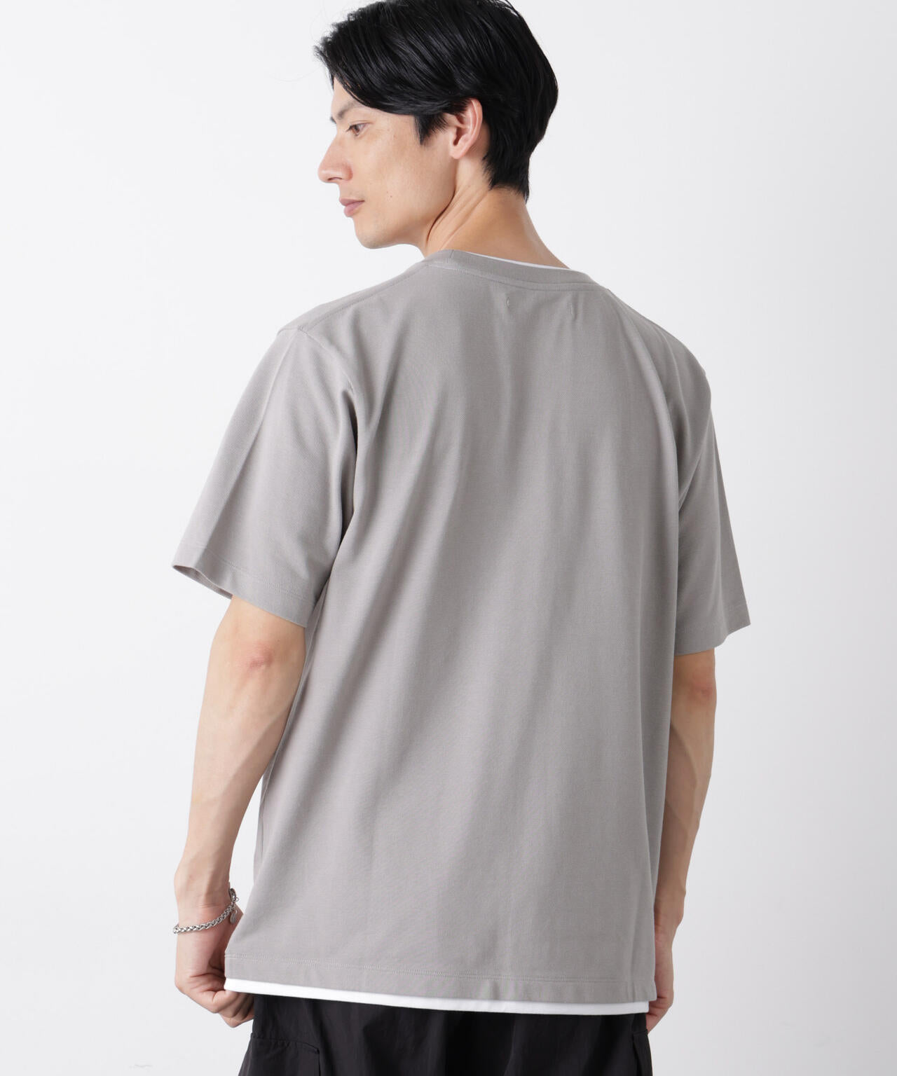 フェイクレイヤード鹿の子Tシャツ 半袖